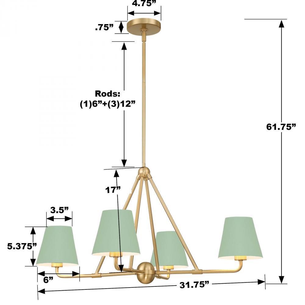 Crystorama XAVIER XAV-B9304-VG-GR Chandelier Modern - Vibrant Gold