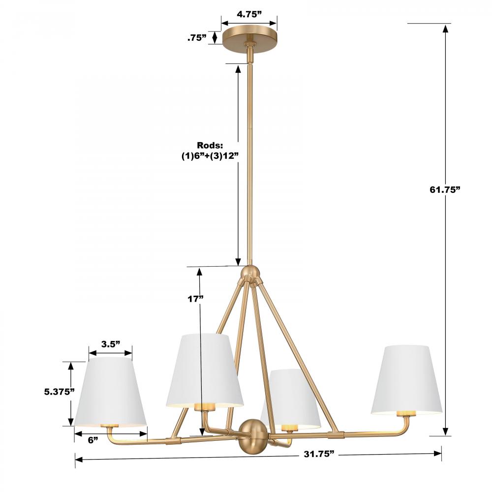 Crystorama XAVIER XAV-B9304-VG-WH Chandelier Modern - Vibrant Gold