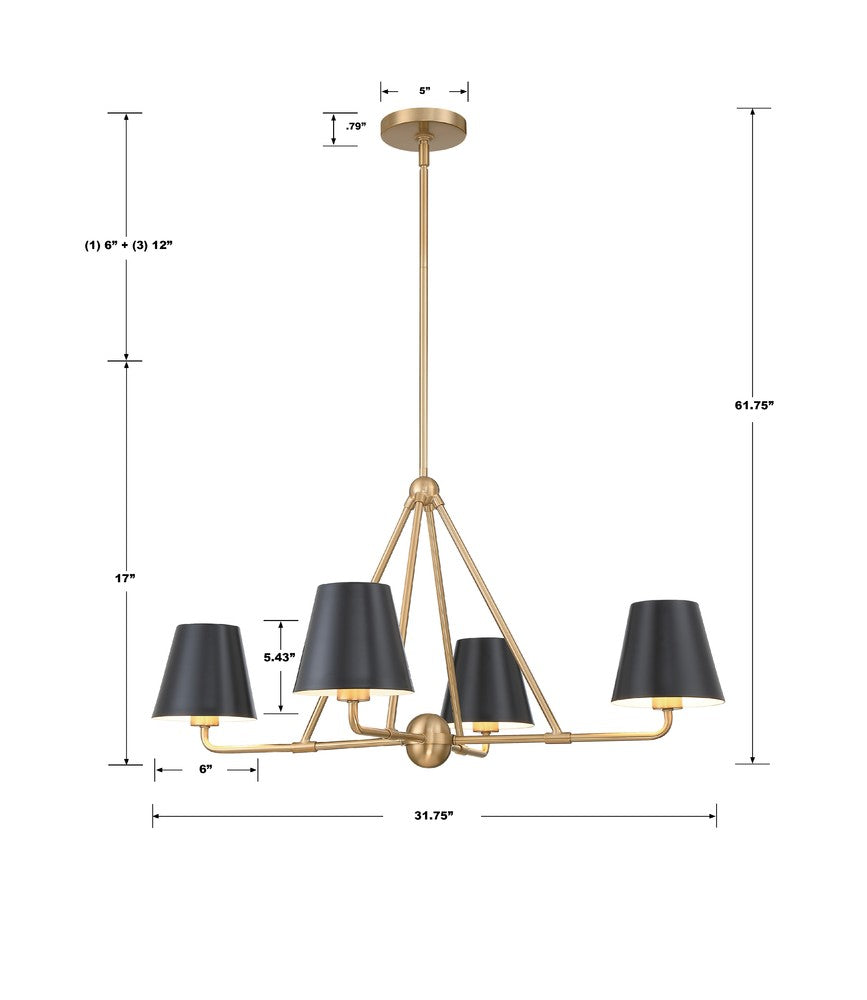 Crystorama XAVIER XAV-B9304-VG Chandelier Modern - Vibrant Gold