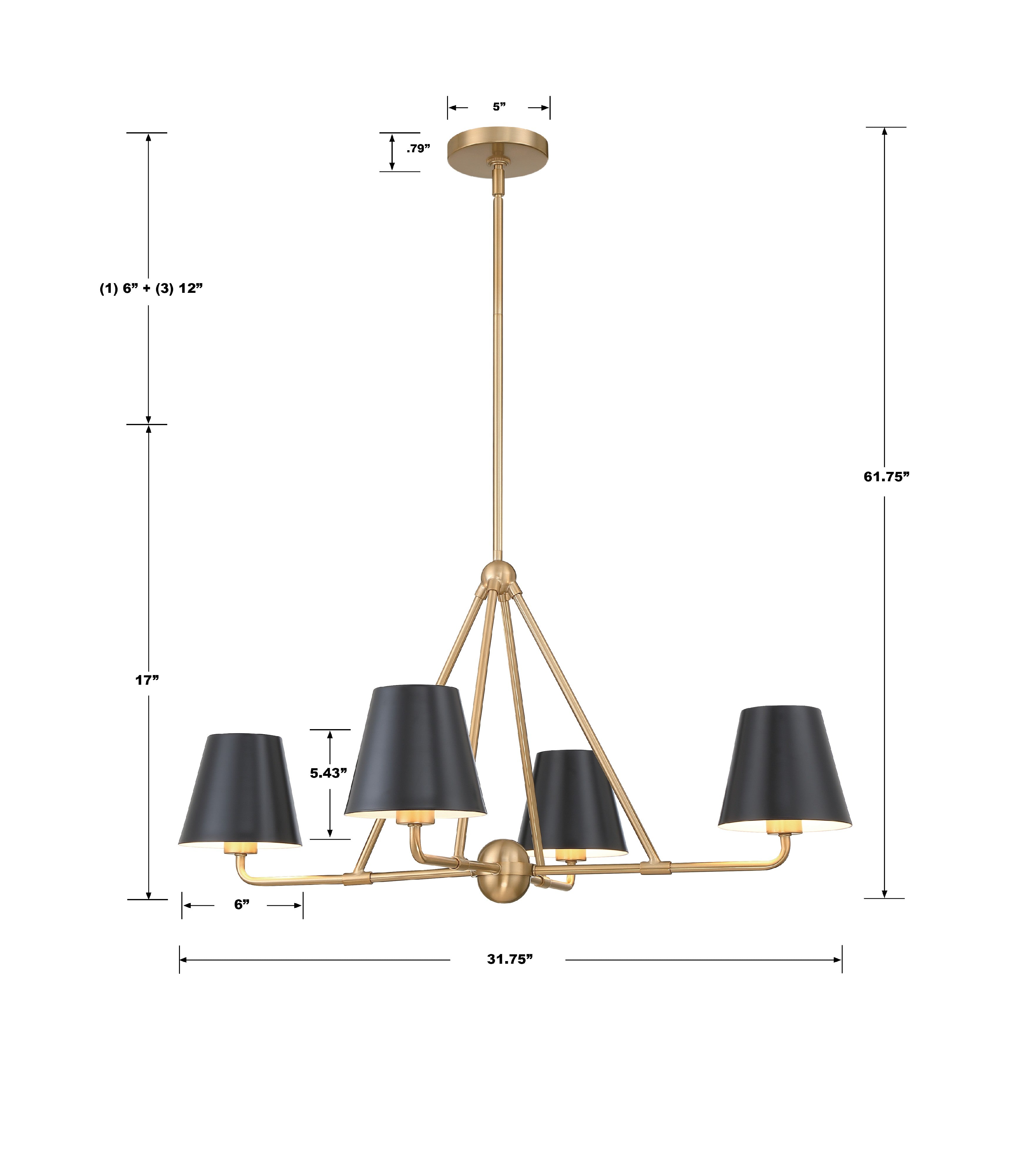 Crystorama Xavier XAV-B9304-VG – 31.75 Inch – 4 Light – Chandelier – Vibrant Gold – Damp Rated