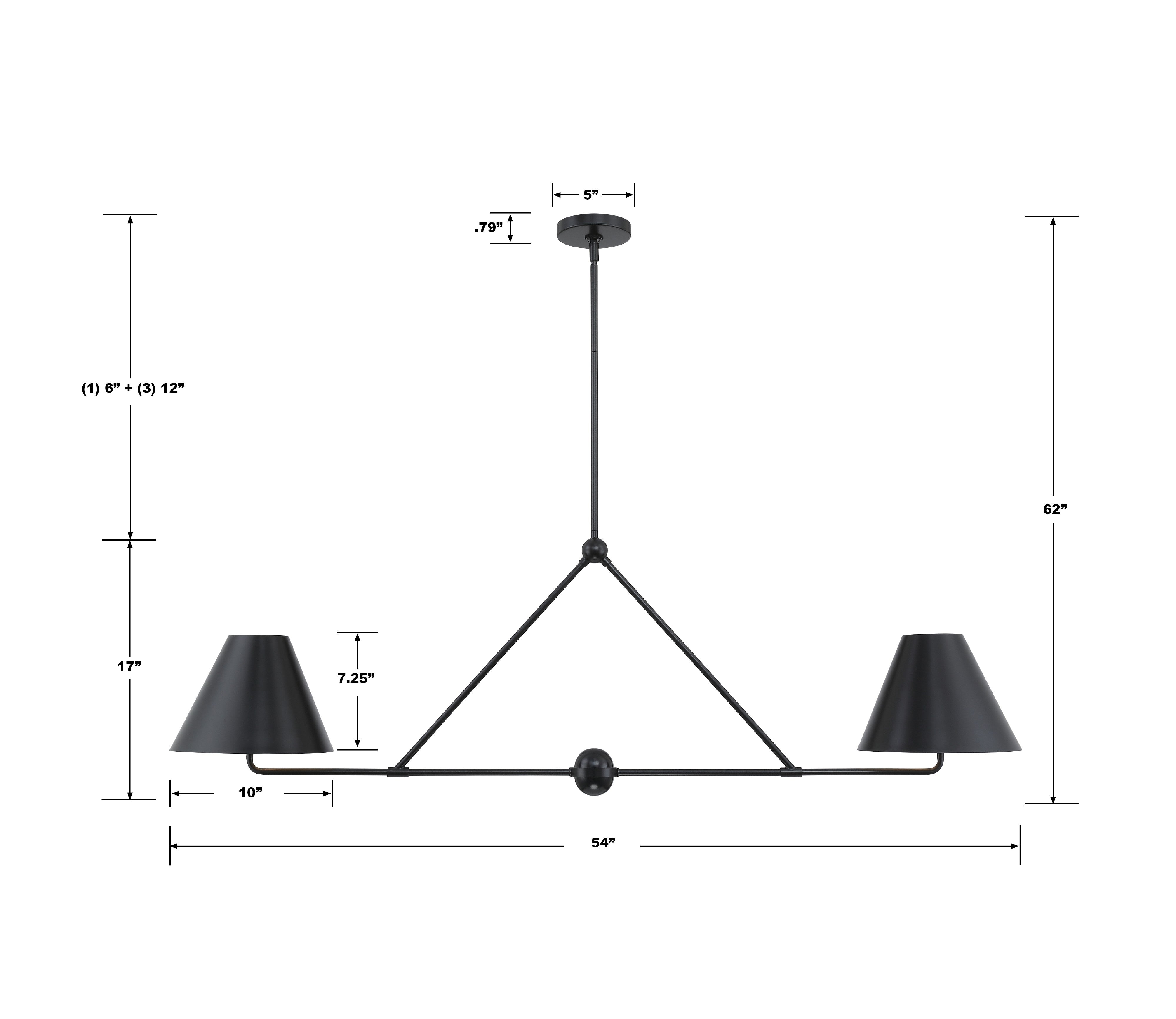 Crystorama Xavier XAV-B9307-MK – 54 Inch – 4 Light – Chandelier – Matte Black – Damp Rated