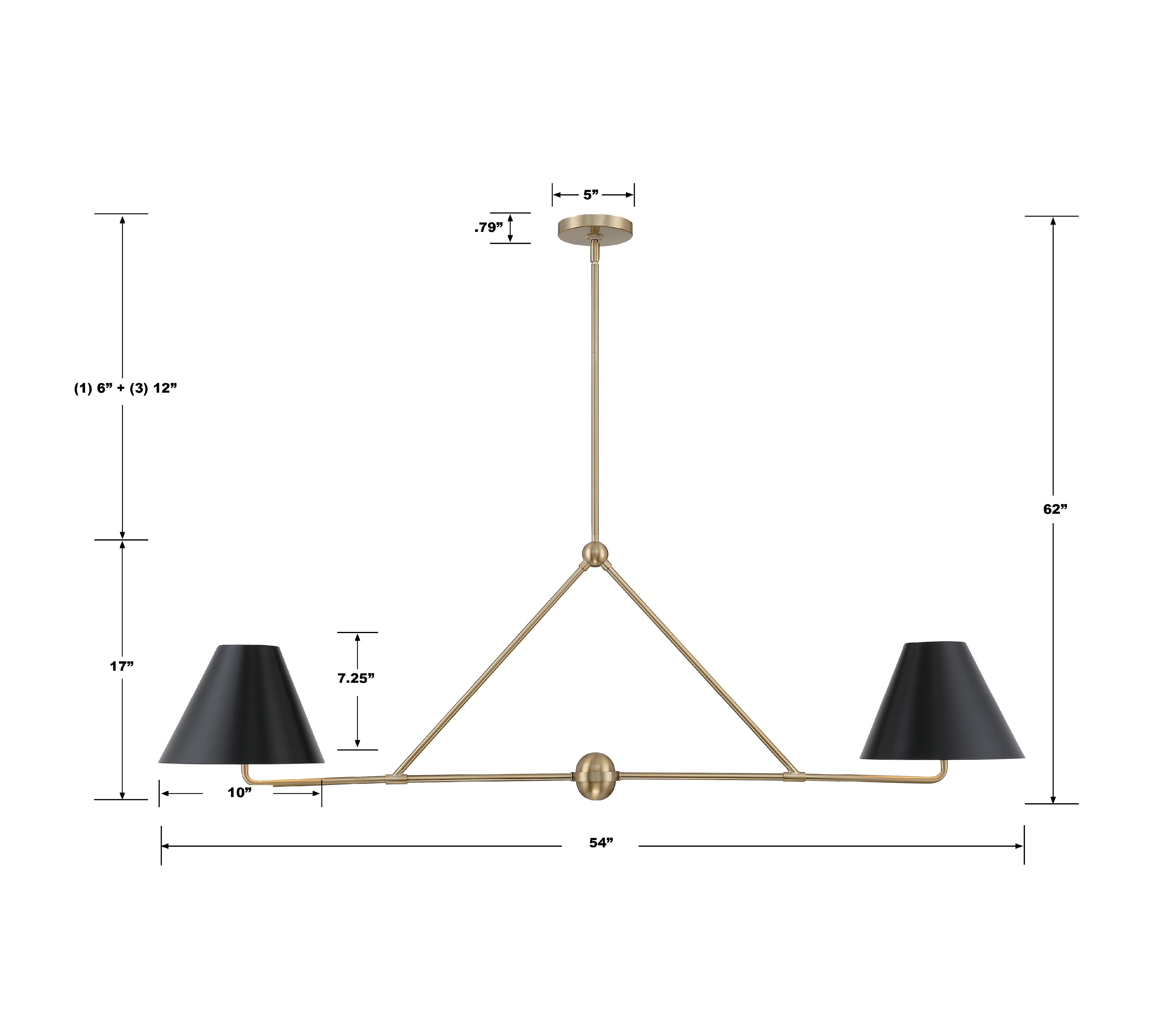 Crystorama Xavier XAV-B9307-VG – 54 Inch – 4 Light – Chandelier – Vibrant Gold – Damp Rated