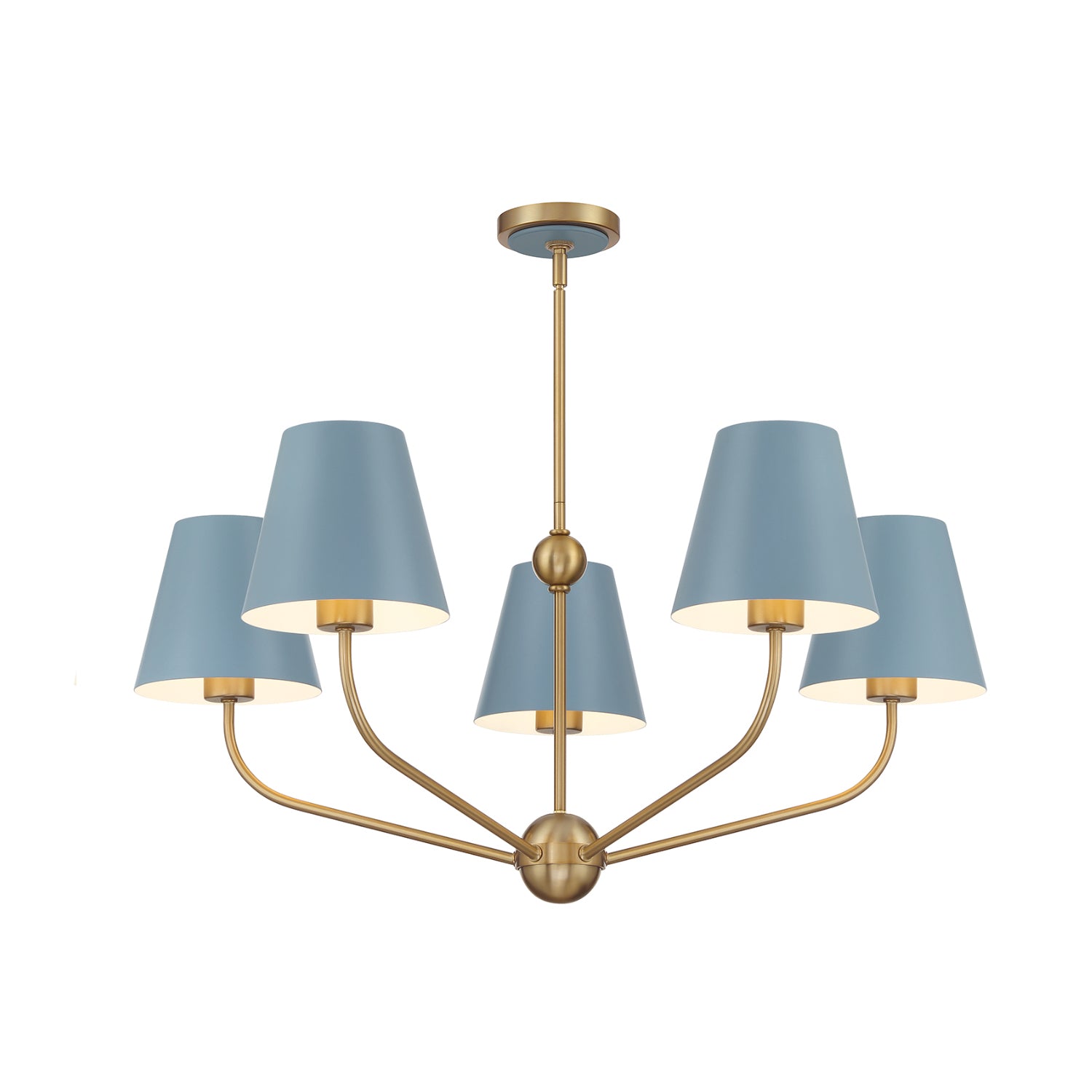 Xavier 5 Light Vibrant Gold + Blue Chandelier