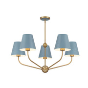 Crystorama Lighting XAV-B9315-VG-BL Xavier 5 Light Vibrant Gold + Blue Chandelier, UL Damp Rated, Vibrant Gold