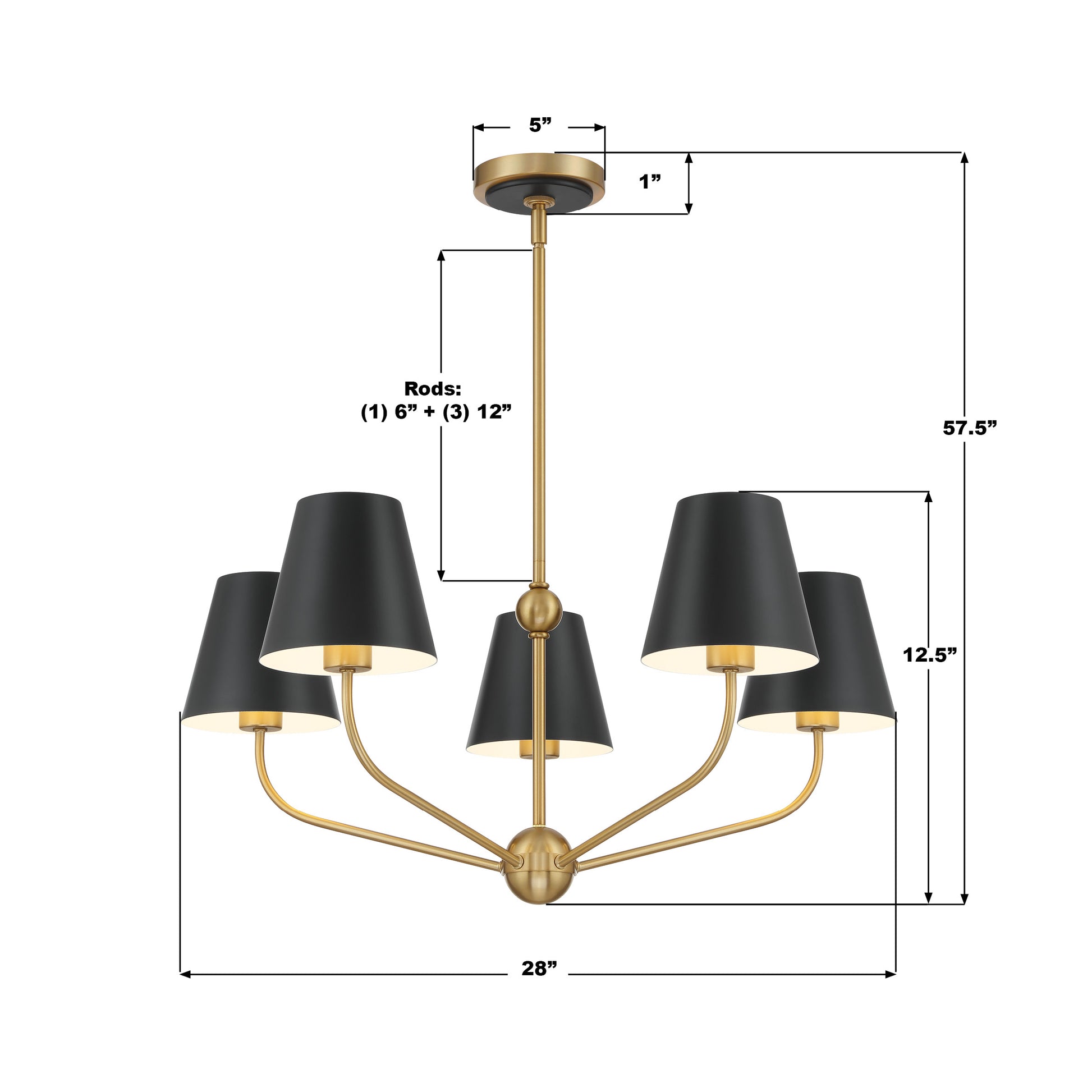Crystorama Xavier XAV-B9315-VG-MK – 28 Inch – 5 Light – Chandelier – Vibrant Gold – Damp Rated