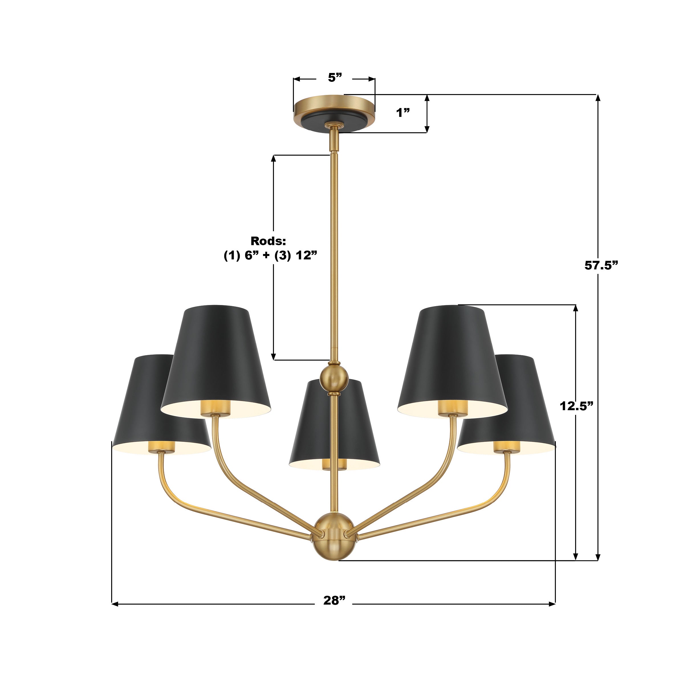 Crystorama Xavier XAV-B9315-VG-MK – 28 Inch – 5 Light – Chandelier – Vibrant Gold – Damp Rated