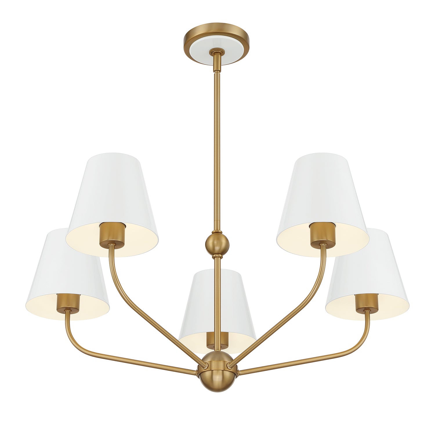 Crystorama Xavier XAV-B9315-VG-WH – 28 Inch – 5 Light – Chandelier – Vibrant Gold – Damp Rated