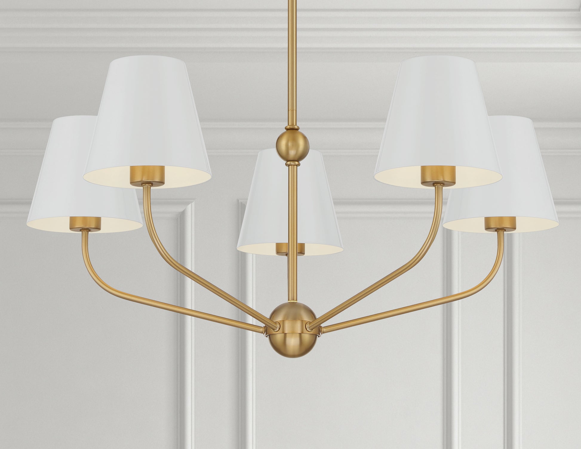 Crystorama Xavier XAV-B9315-VG-WH – 28 Inch – 5 Light – Chandelier – Vibrant Gold – Damp Rated