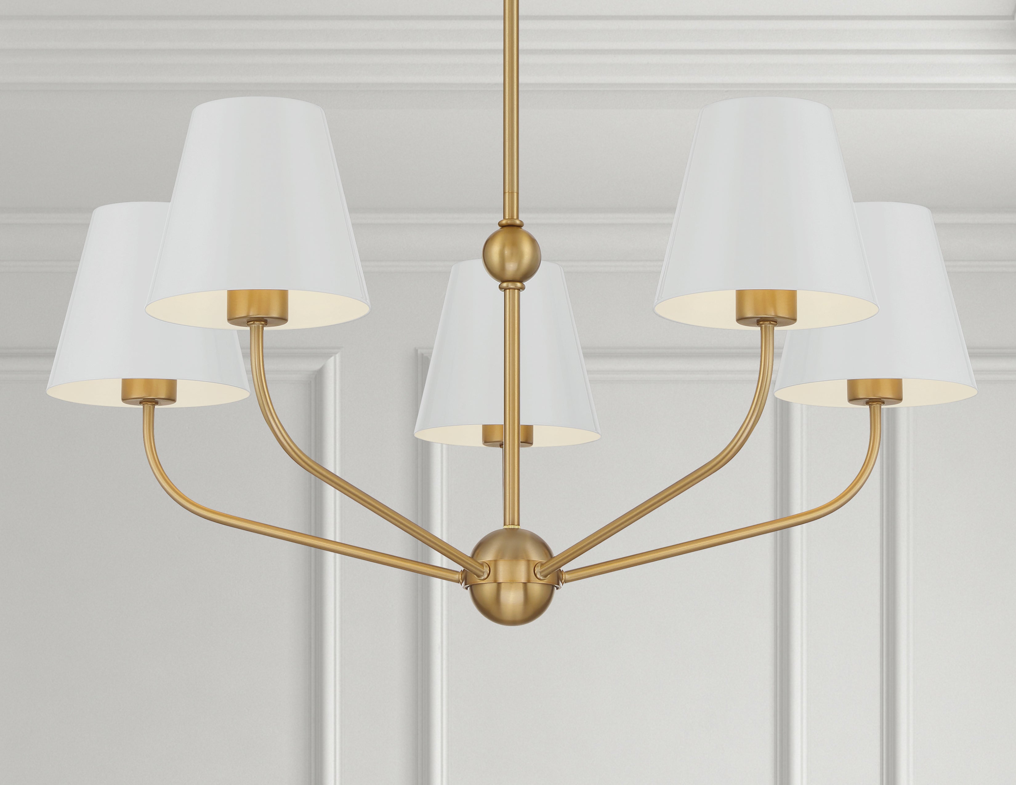 Crystorama Xavier XAV-B9315-VG-WH – 28 Inch – 5 Light – Chandelier – Vibrant Gold – Damp Rated