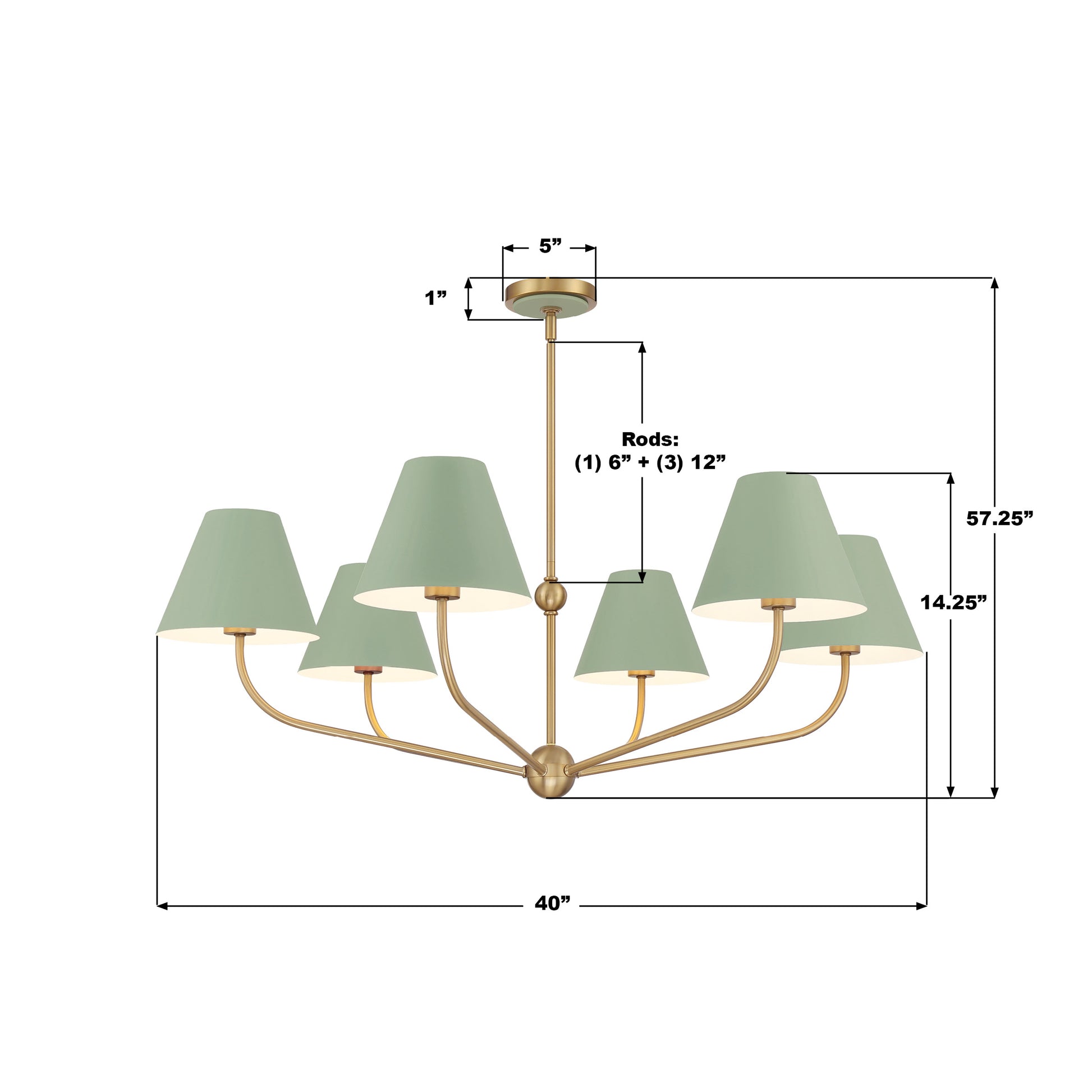 Crystorama Xavier XAV-B9316-VG-GR – 40 Inch – 6 Light – Chandelier – Vibrant Gold – Damp Rated