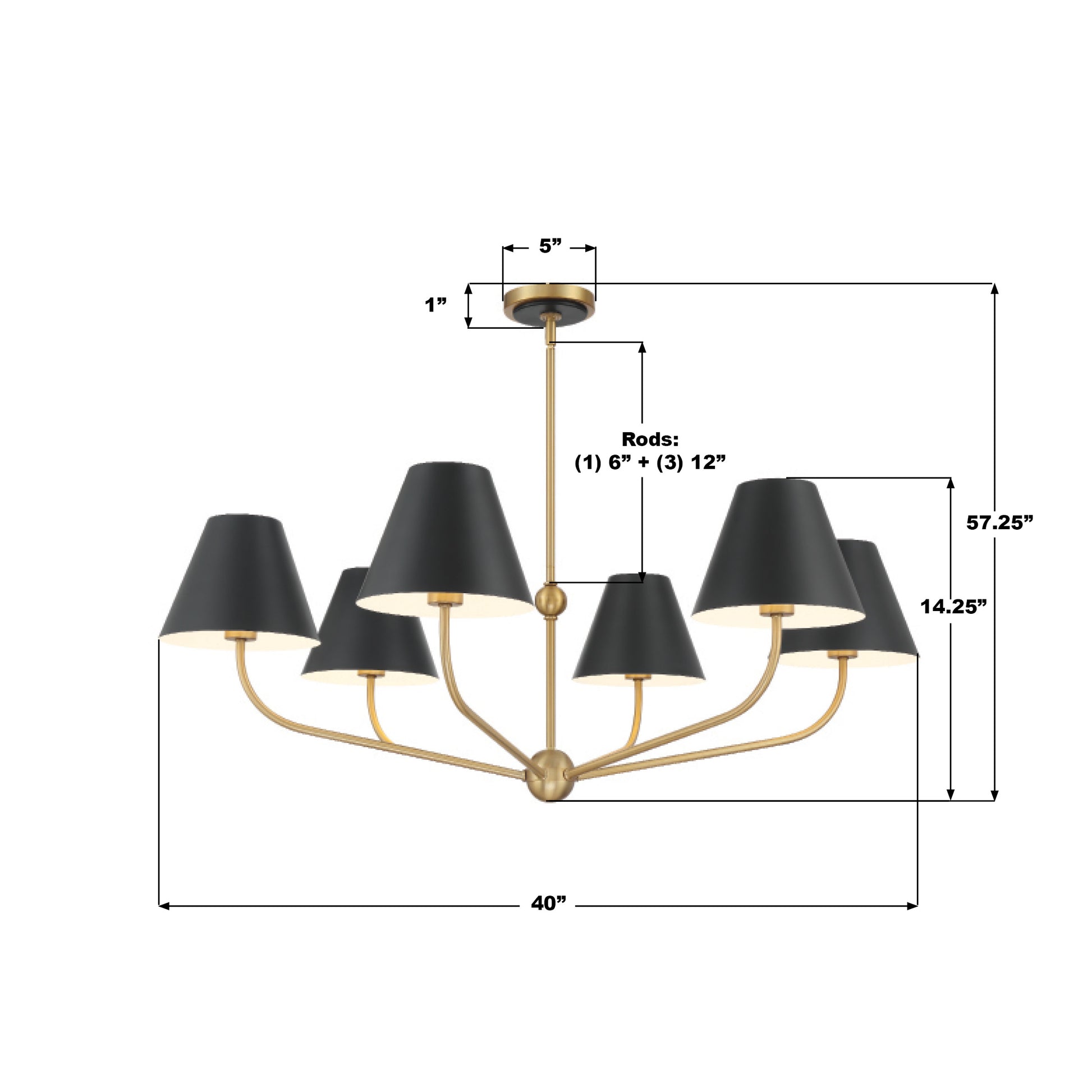 Crystorama Xavier XAV-B9316-VG-MK – 40 Inch – 6 Light – Chandelier – Vibrant Gold – Damp Rated
