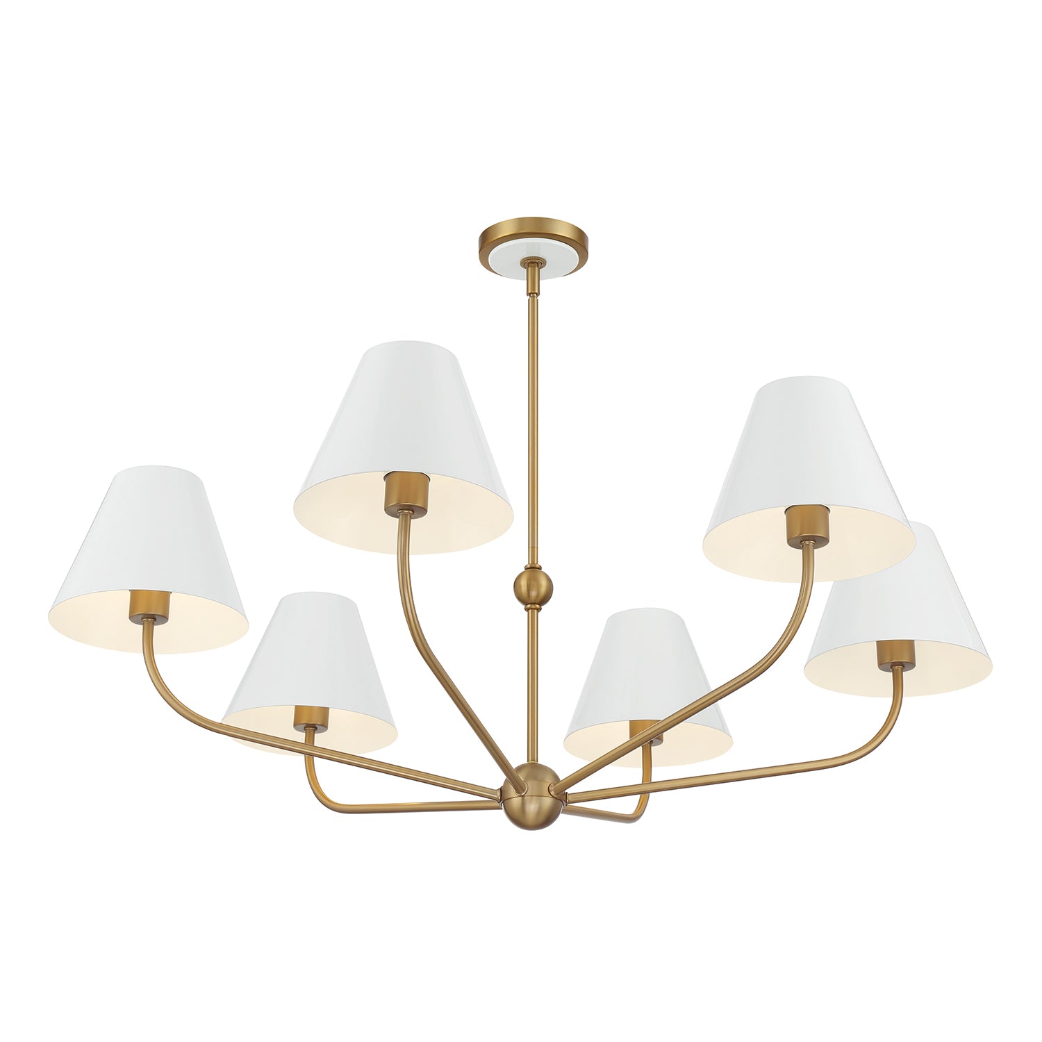 Crystorama Xavier XAV-B9316-VG-WH – 40 Inch – 6 Light – Chandelier – Vibrant Gold – Damp Rated