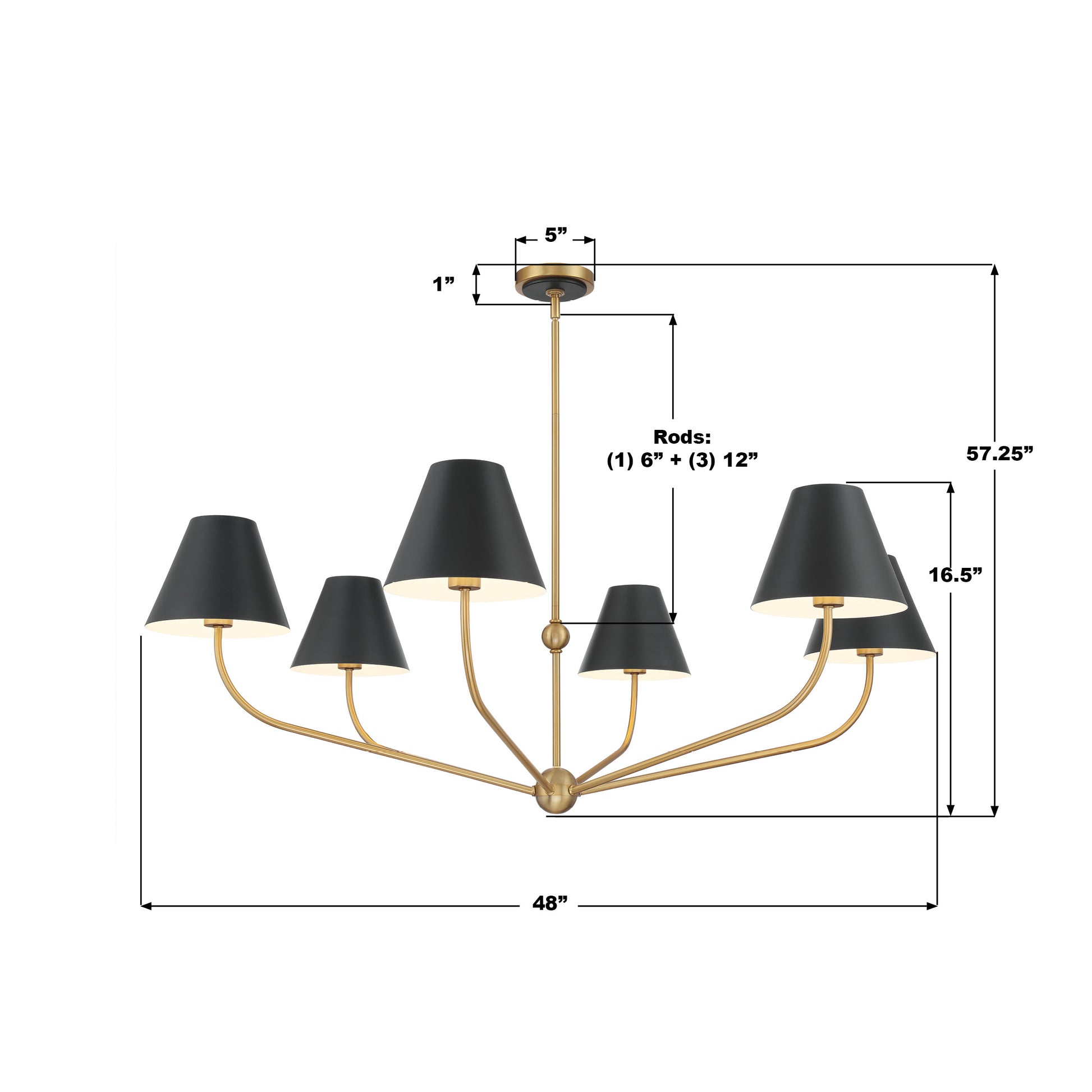 Crystorama Xavier XAV-B9319-VG-MK – 48 Inch – 6 Light – Chandelier – Vibrant Gold – Damp Rated