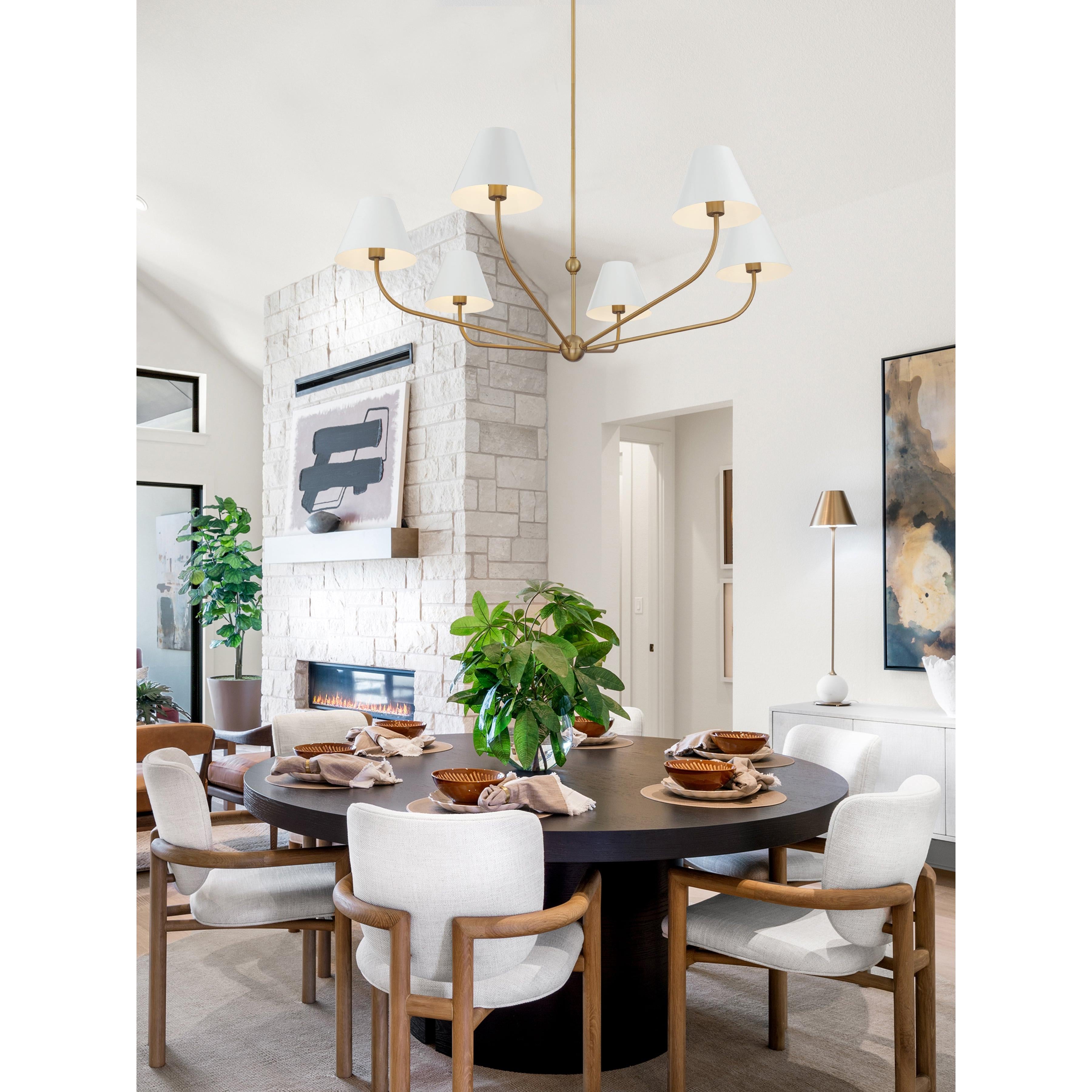 Crystorama Xavier XAV-B9319-VG-WH – 48 Inch – 6 Light – Chandelier – Vibrant Gold – Damp Rated