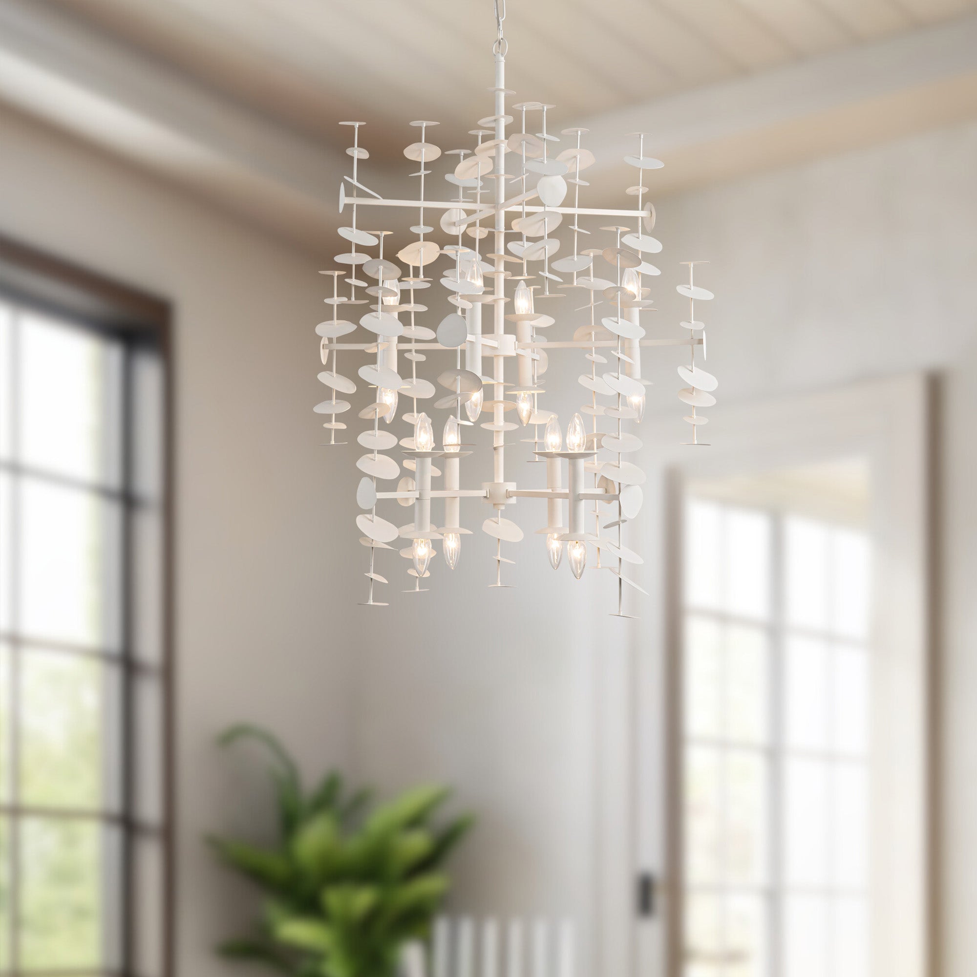 Yukari 41-in Matte White 16 Lights Chandeliers