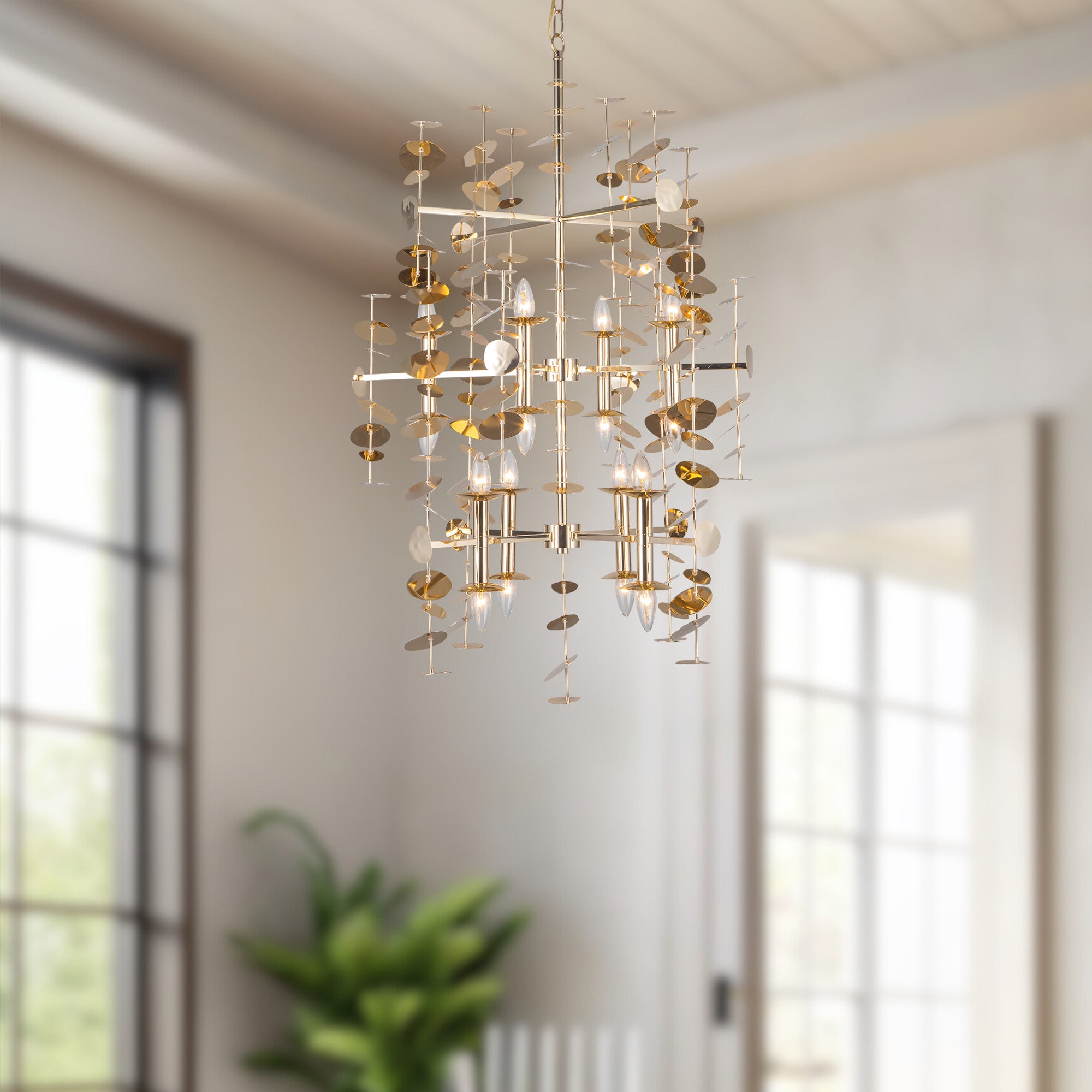 Yukari 41-in Polished Brass 16 Lights Chandeliers