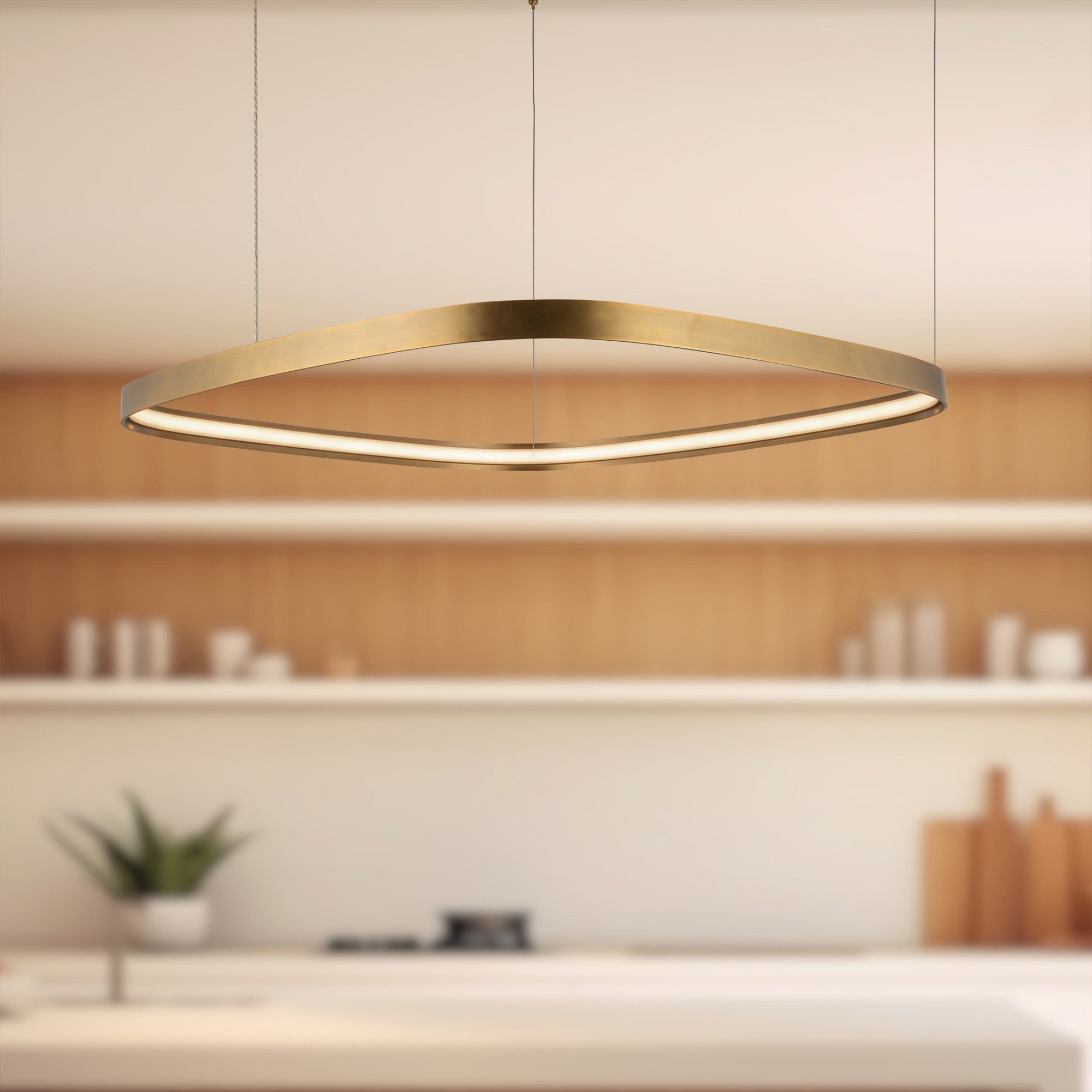 Yukon 31-in Vintage Brass LED Pendant