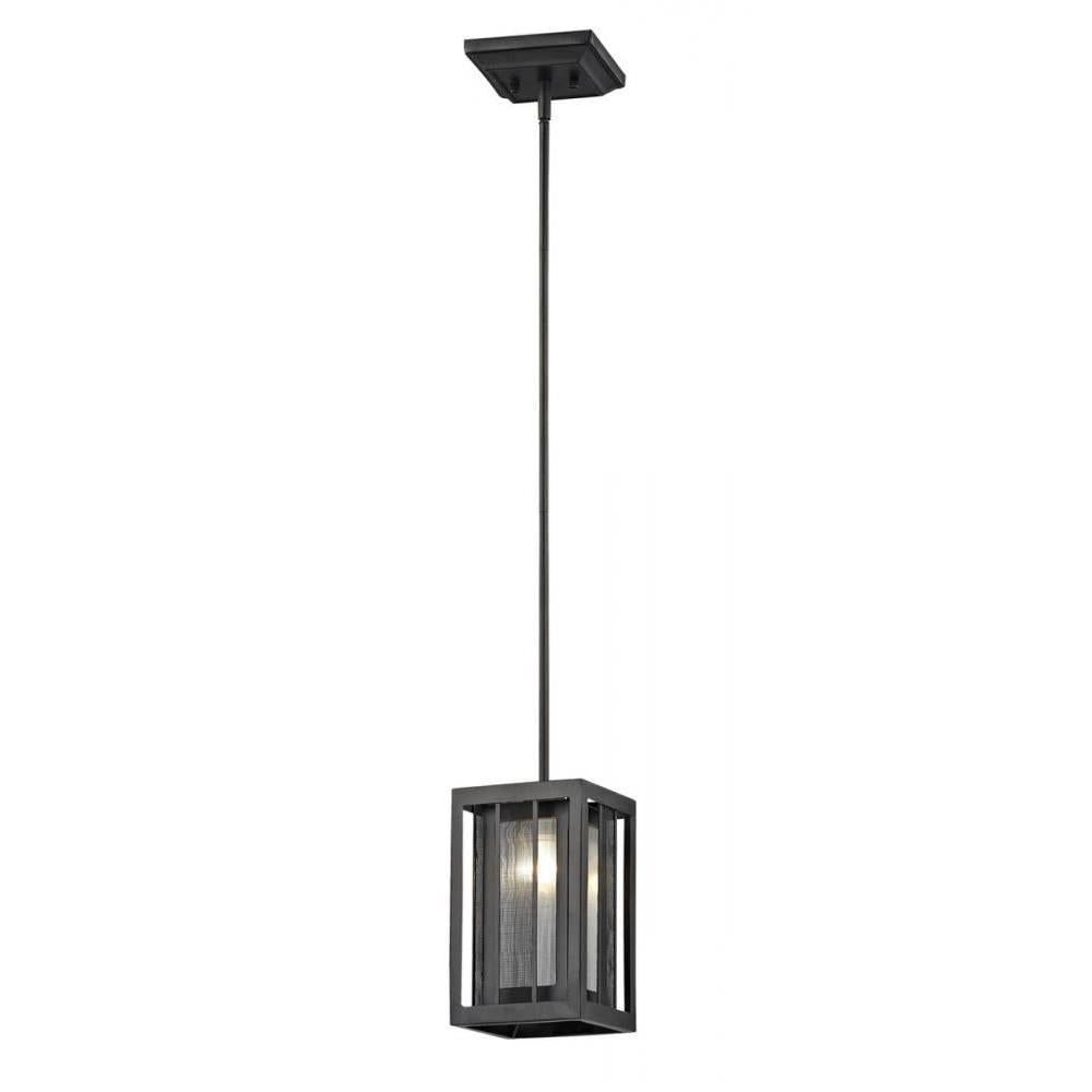 1 Light Pendant-Bronze Outside; Clear Reeded Inside