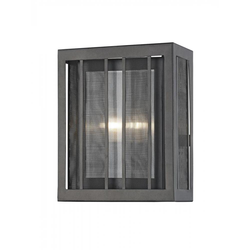 2 Light Wall Sconce-Bronze Outside; Clear Reeded Inside