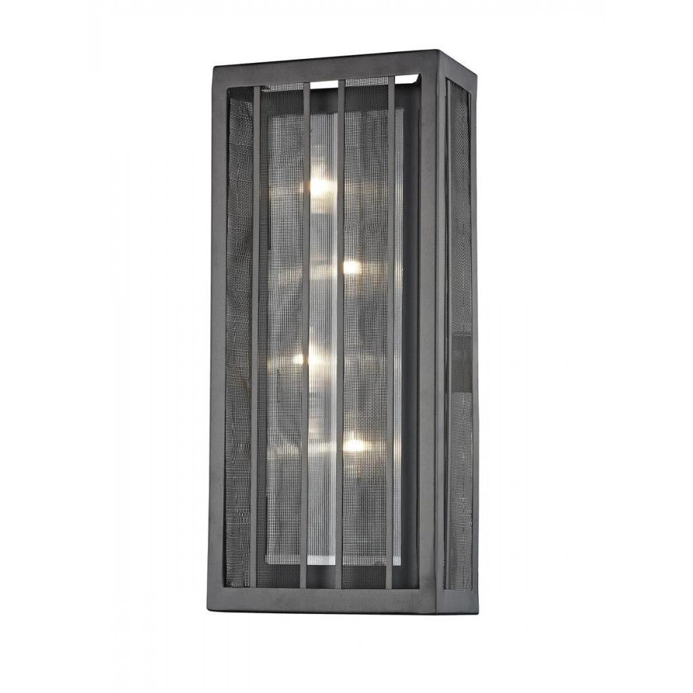 4 Light Wall Sconce-Bronze Outside; Clear Reeded Inside