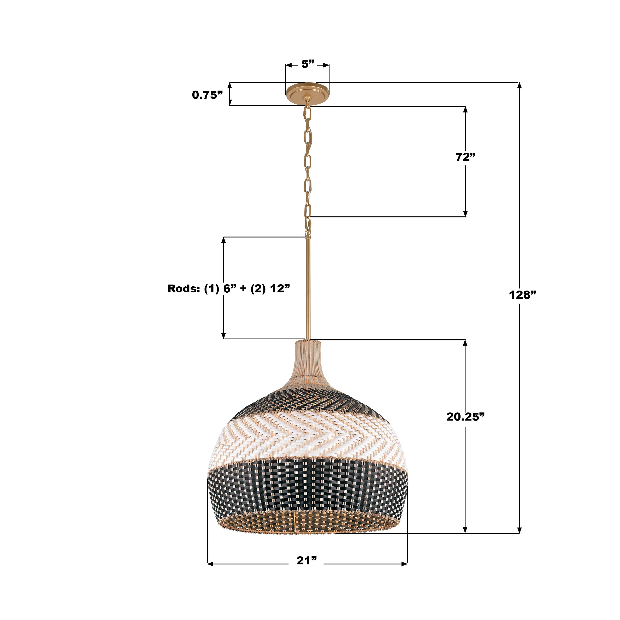 Crystorama Zanzibar ZAN-9005-SG-MK – 21 Inch – 5 Light – Pendant Light – Soft Gold – Damp Rated