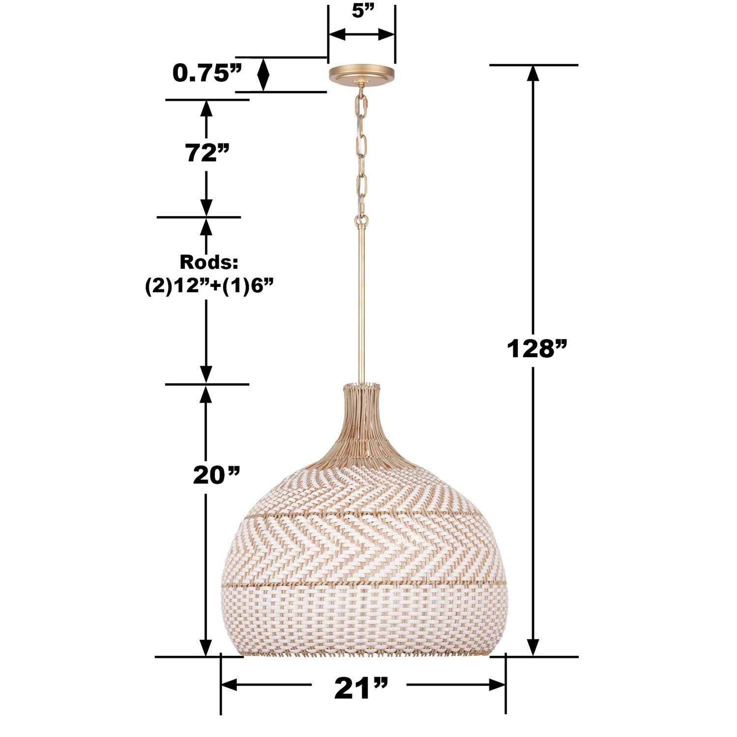 Crystorama Zanzibar ZAN-9005-SG – 21 Inch – 5 Light – Pendant Light – Soft Gold – Damp Rated