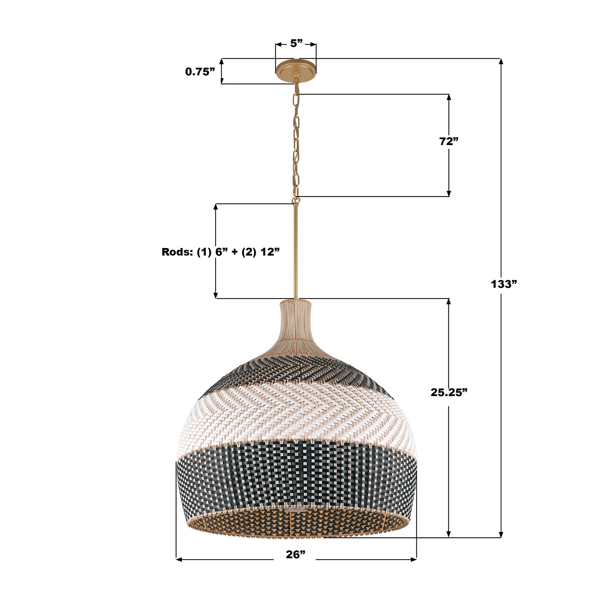 Crystorama Zanzibar ZAN-9006-SG-MK – 26 Inch – 6 Light – Pendant Light – Soft Gold – Damp Rated