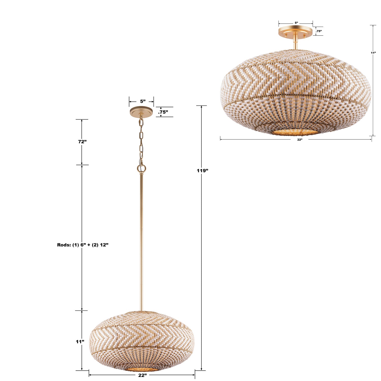 Crystorama Zanzibar ZAN-9014-SG – 22 Inch – 4 Light – Pendant Light – Soft Gold – Damp Rated