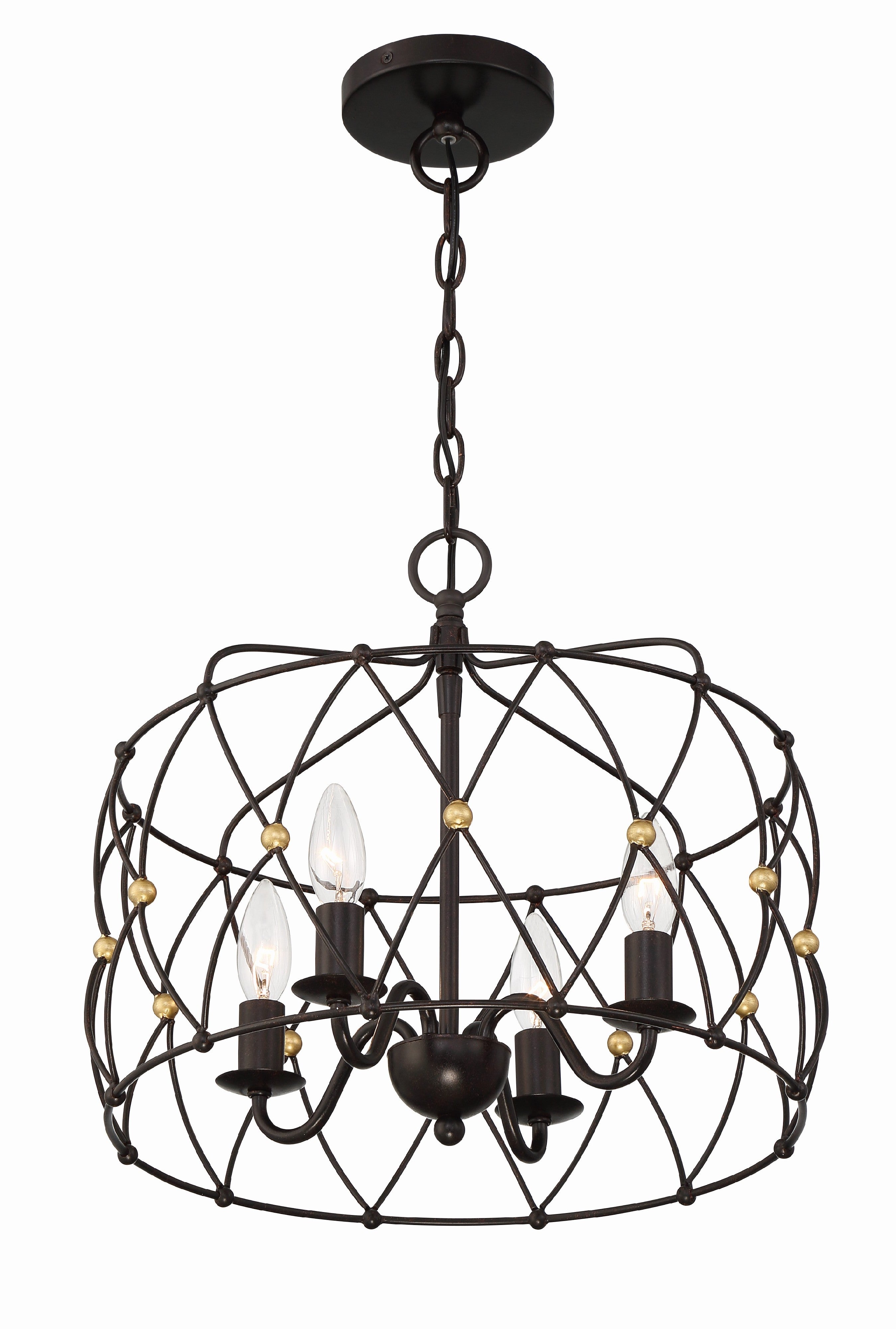 Crystorama Zucca ZUC-A9030-EB-GA – 16.5 Inch – 4 Light – Chandelier – English Bronze + Antique Gold – Dry Rated