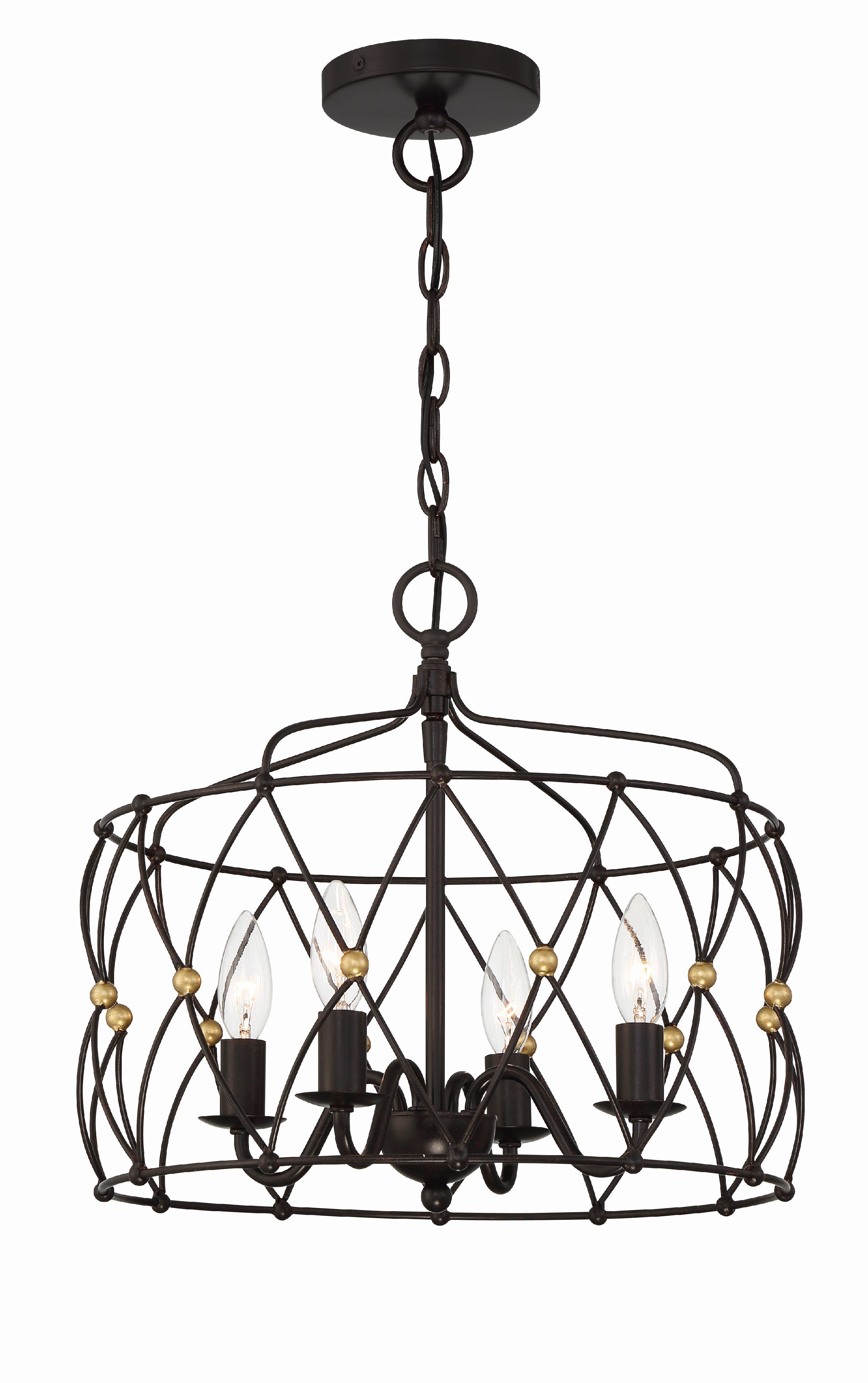 Crystorama Zucca ZUC-A9030-EB-GA – 16.5 Inch – 4 Light – Chandelier – English Bronze + Antique Gold – Dry Rated