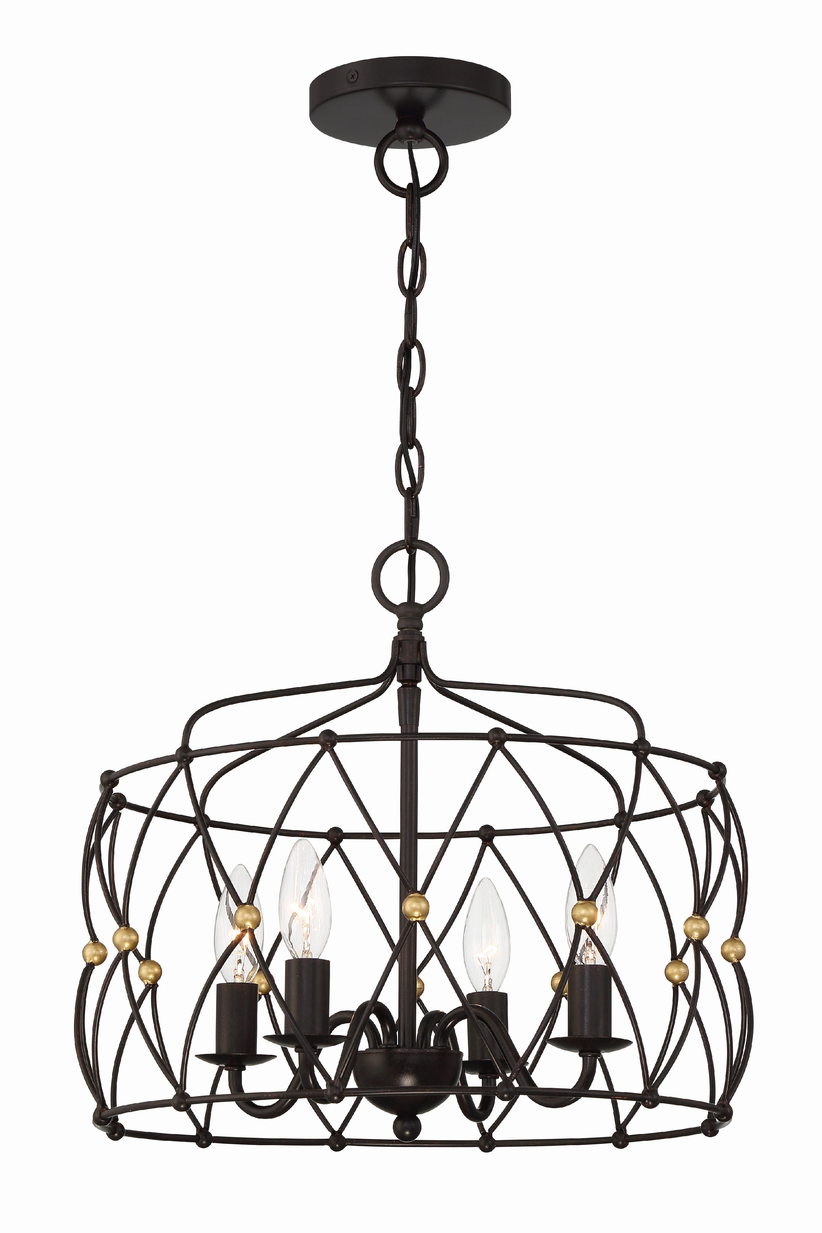 Crystorama Zucca ZUC-A9030-EB-GA – 16.5 Inch – 4 Light – Chandelier – English Bronze + Antique Gold – Dry Rated