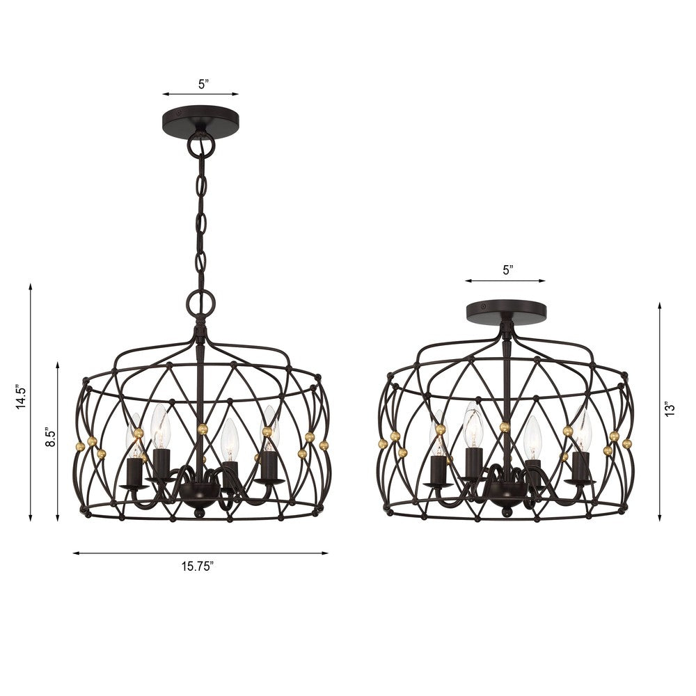 Crystorama ZUCCA ZUC-A9030-EB-GA_CEILING Semi Flush Mt Americana - English Bronze