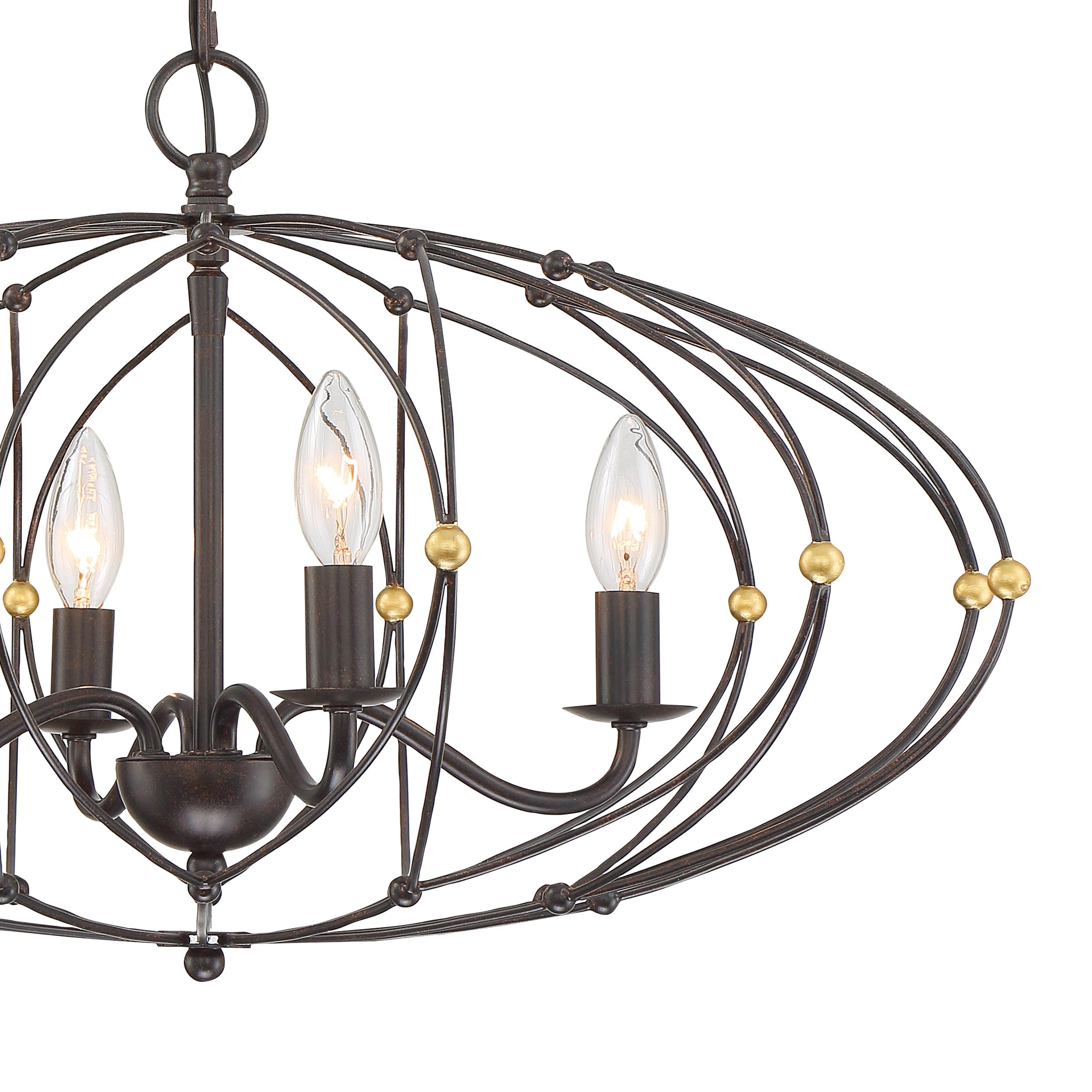 Crystorama Zucca ZUC-A9034-EB-GA – 24.5 Inch – 4 Light – Chandelier – English Bronze + Antique Gold – Dry Rated