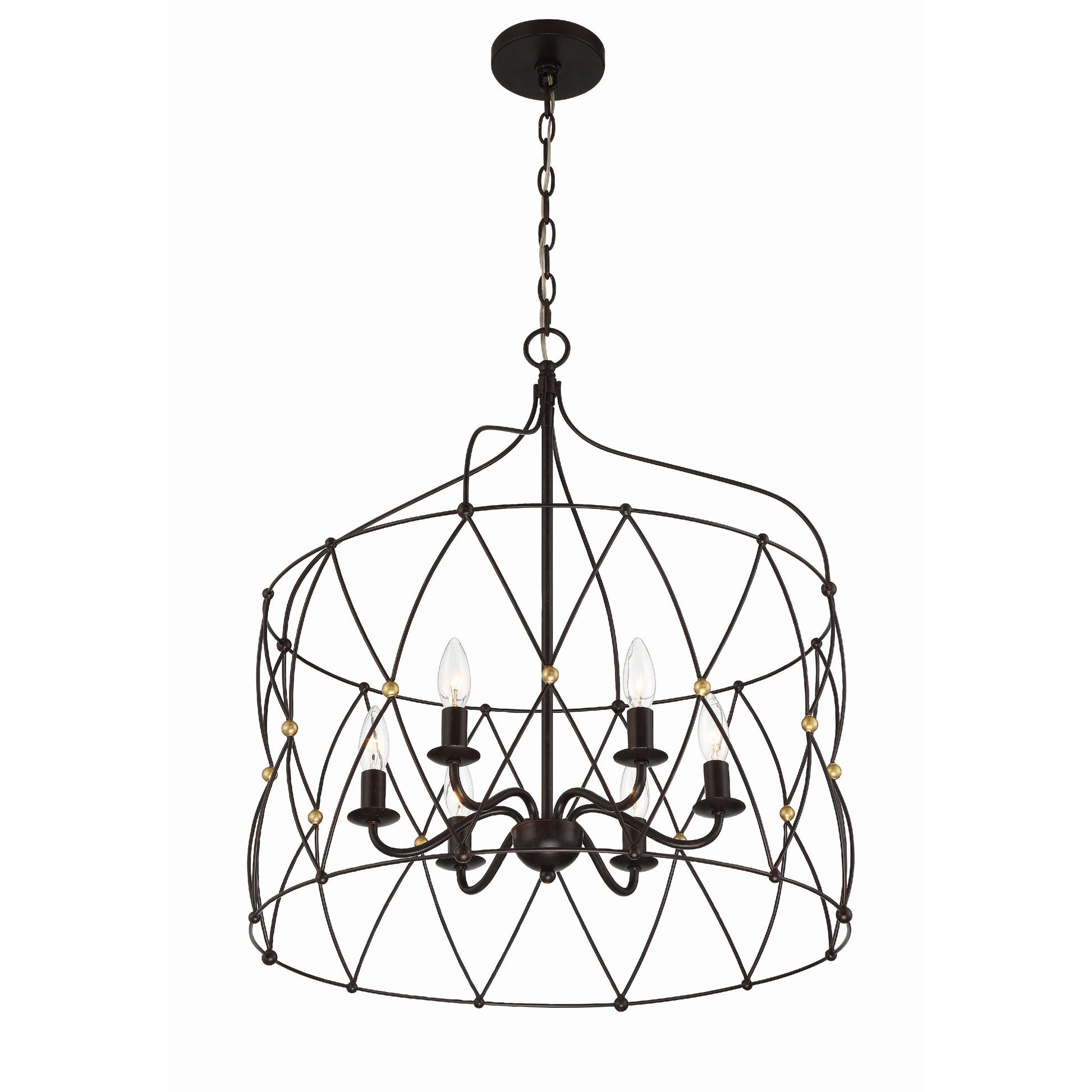 Crystorama Zucca ZUC-A9035-EB-GA – 24 Inch – 6 Light – Chandelier – English Bronze + Antique Gold – Dry Rated