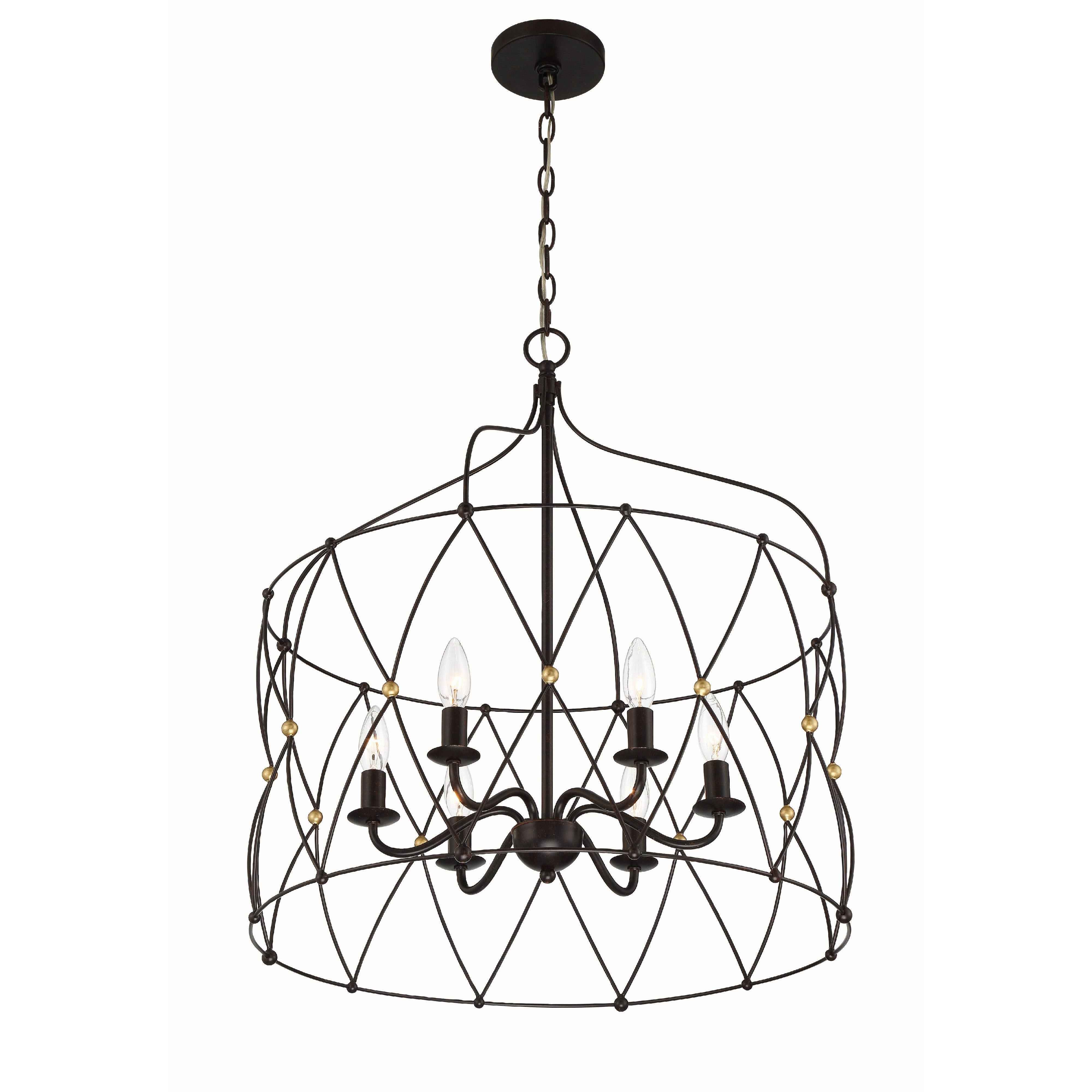 Crystorama Zucca ZUC-A9035-EB-GA – 24 Inch – 6 Light – Chandelier – English Bronze + Antique Gold – Dry Rated