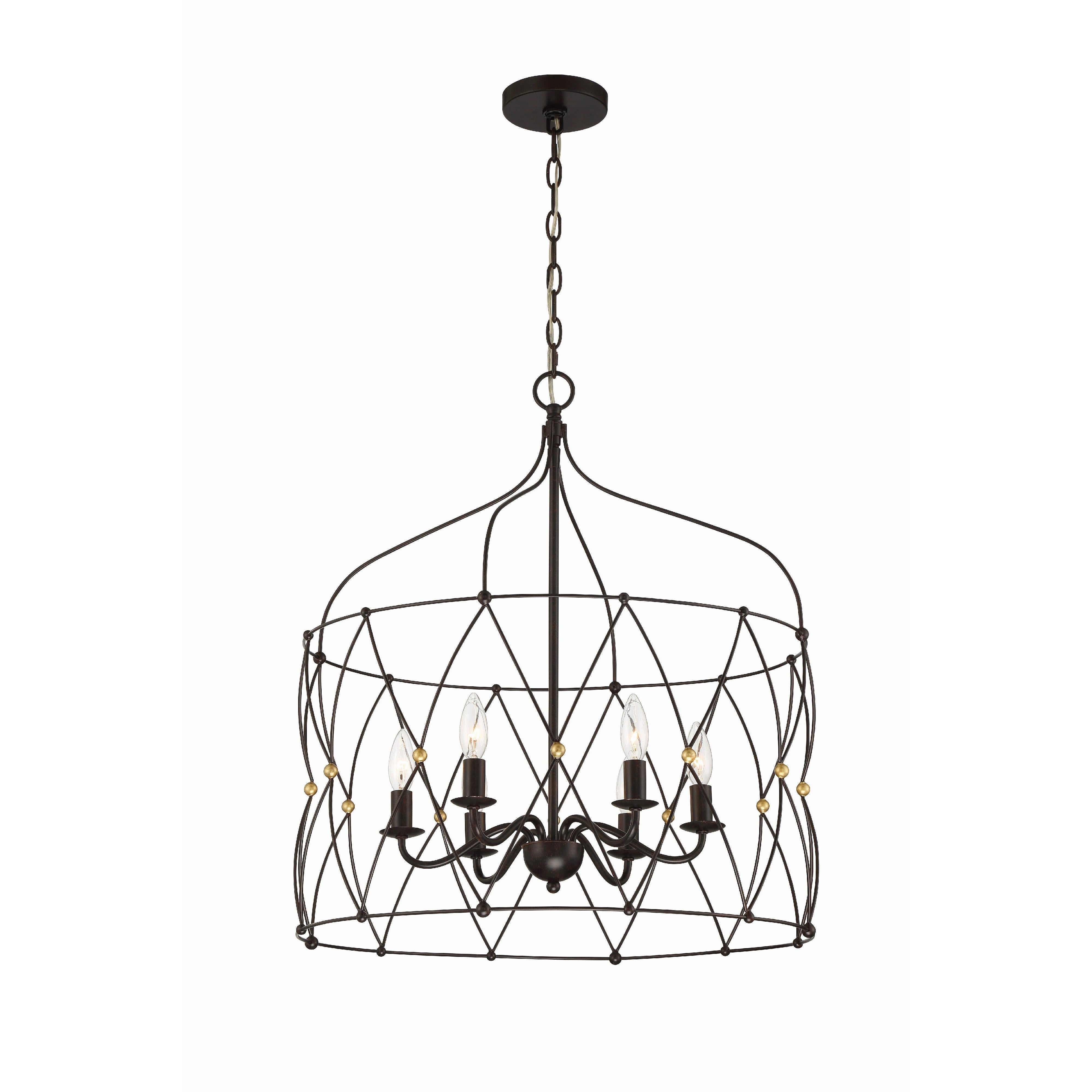 Crystorama Zucca ZUC-A9035-EB-GA – 24 Inch – 6 Light – Chandelier – English Bronze + Antique Gold – Dry Rated