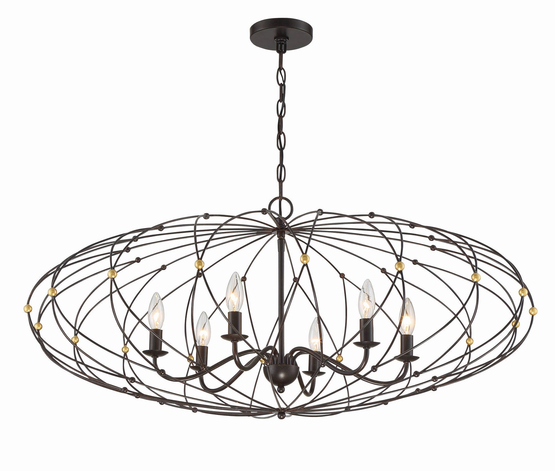 Crystorama Zucca ZUC-A9036-EB-GA – 38.25 Inch – 6 Light – Chandelier – English Bronze + Antique Gold – Dry Rated