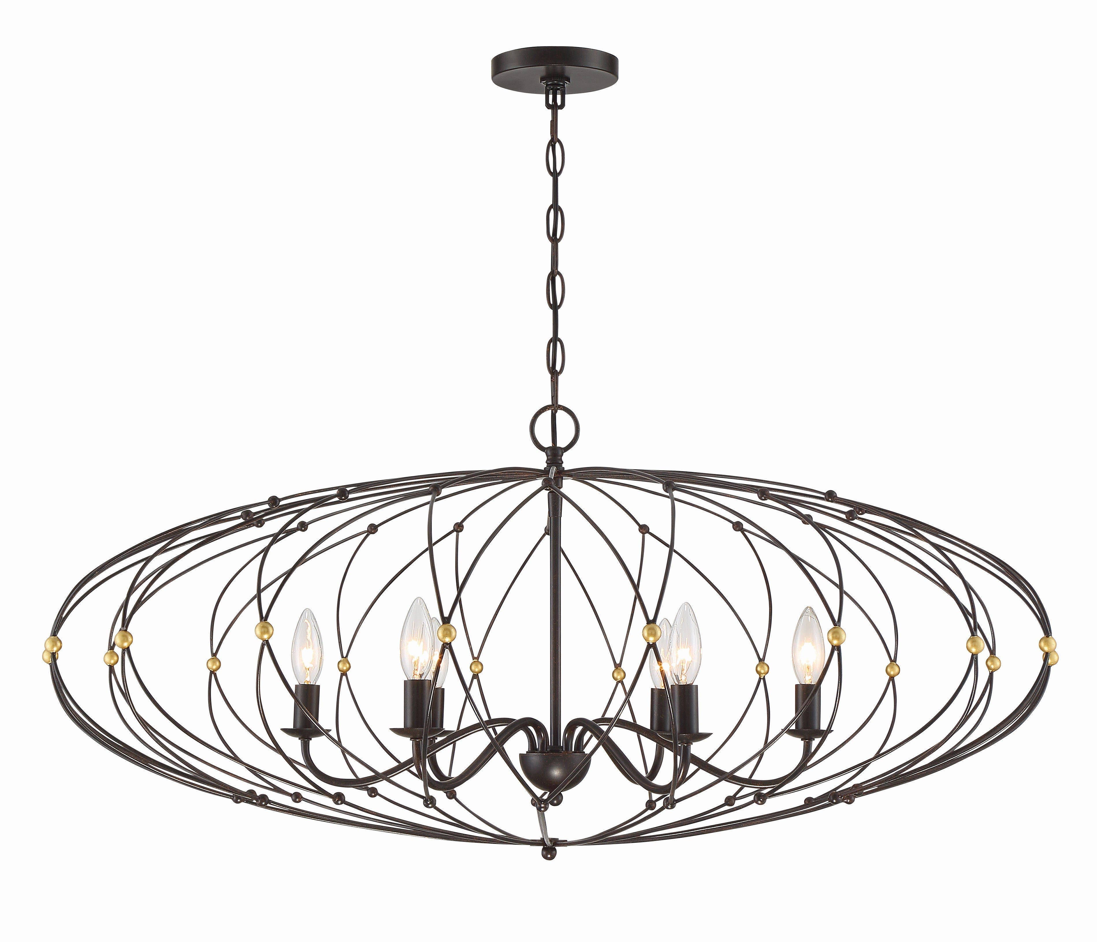 Crystorama Zucca ZUC-A9036-EB-GA – 38.25 Inch – 6 Light – Chandelier – English Bronze + Antique Gold – Dry Rated