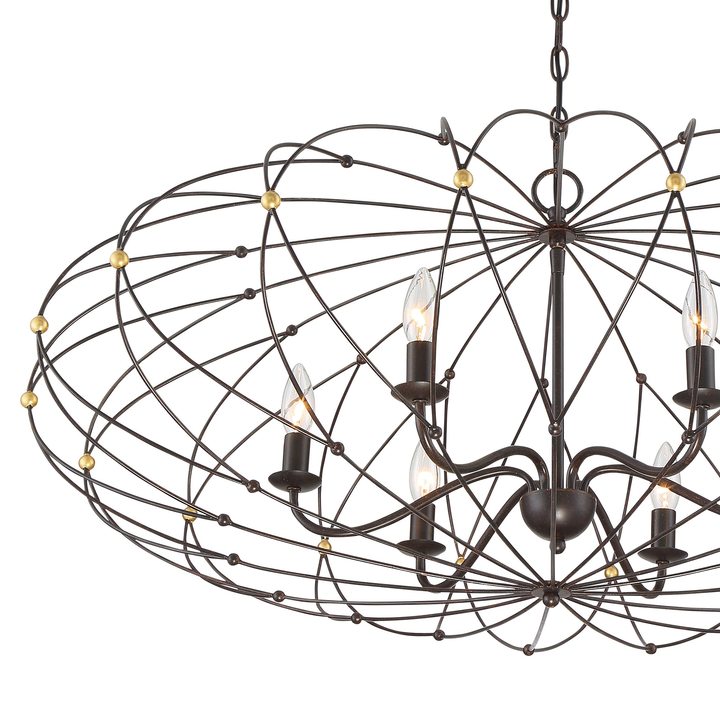 Crystorama Zucca ZUC-A9036-EB-GA – 38.25 Inch – 6 Light – Chandelier – English Bronze + Antique Gold – Dry Rated