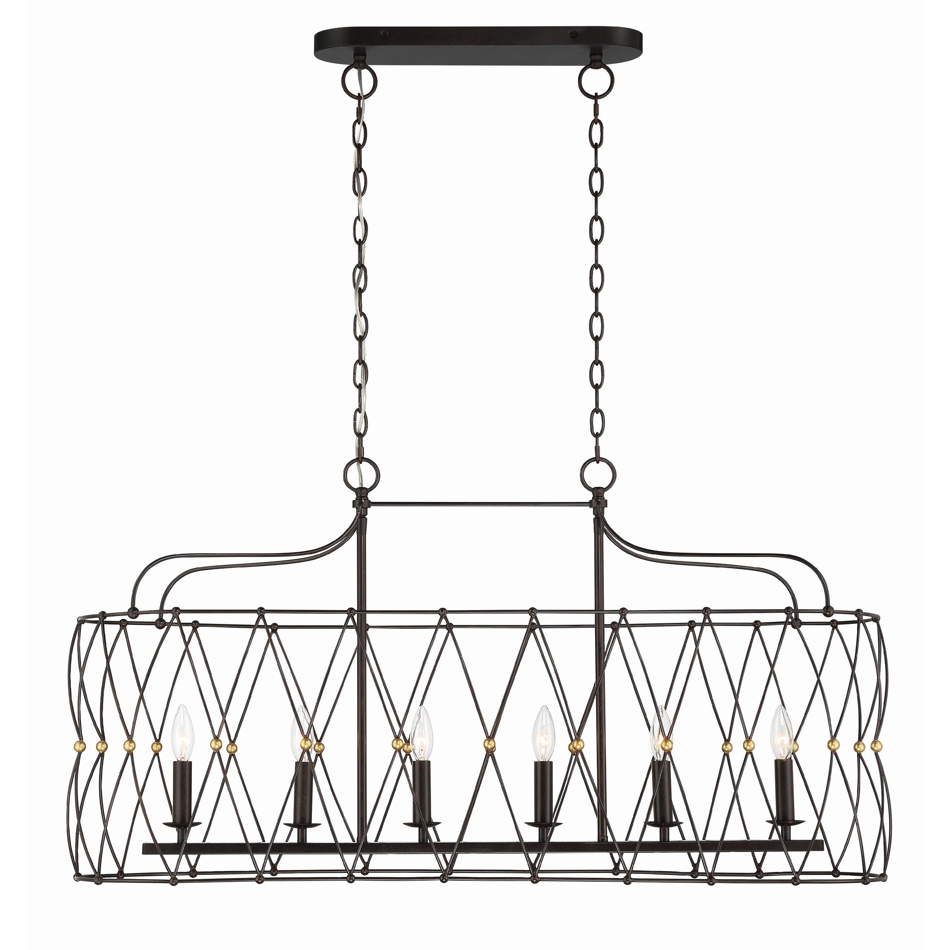 Crystorama Zucca ZUC-A9037-EB-GA – 42.5 Inch – 6 Light – Chandelier – English Bronze + Antique Gold – Dry Rated