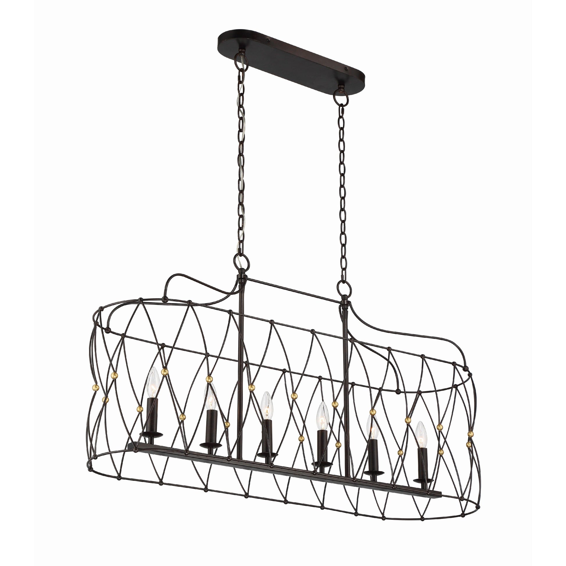 Crystorama Zucca ZUC-A9037-EB-GA – 42.5 Inch – 6 Light – Chandelier – English Bronze + Antique Gold – Dry Rated