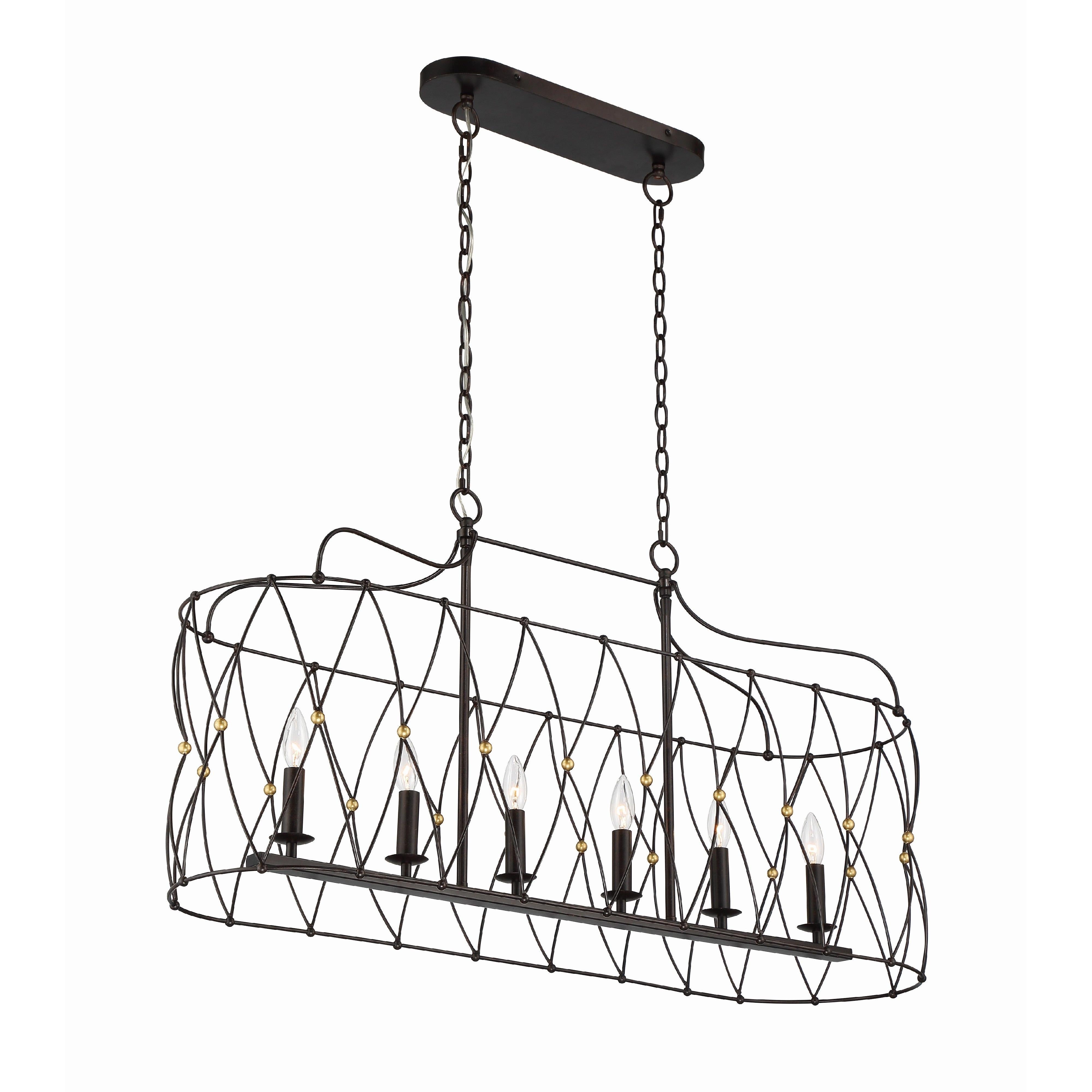 Crystorama Zucca ZUC-A9037-EB-GA – 42.5 Inch – 6 Light – Chandelier – English Bronze + Antique Gold – Dry Rated