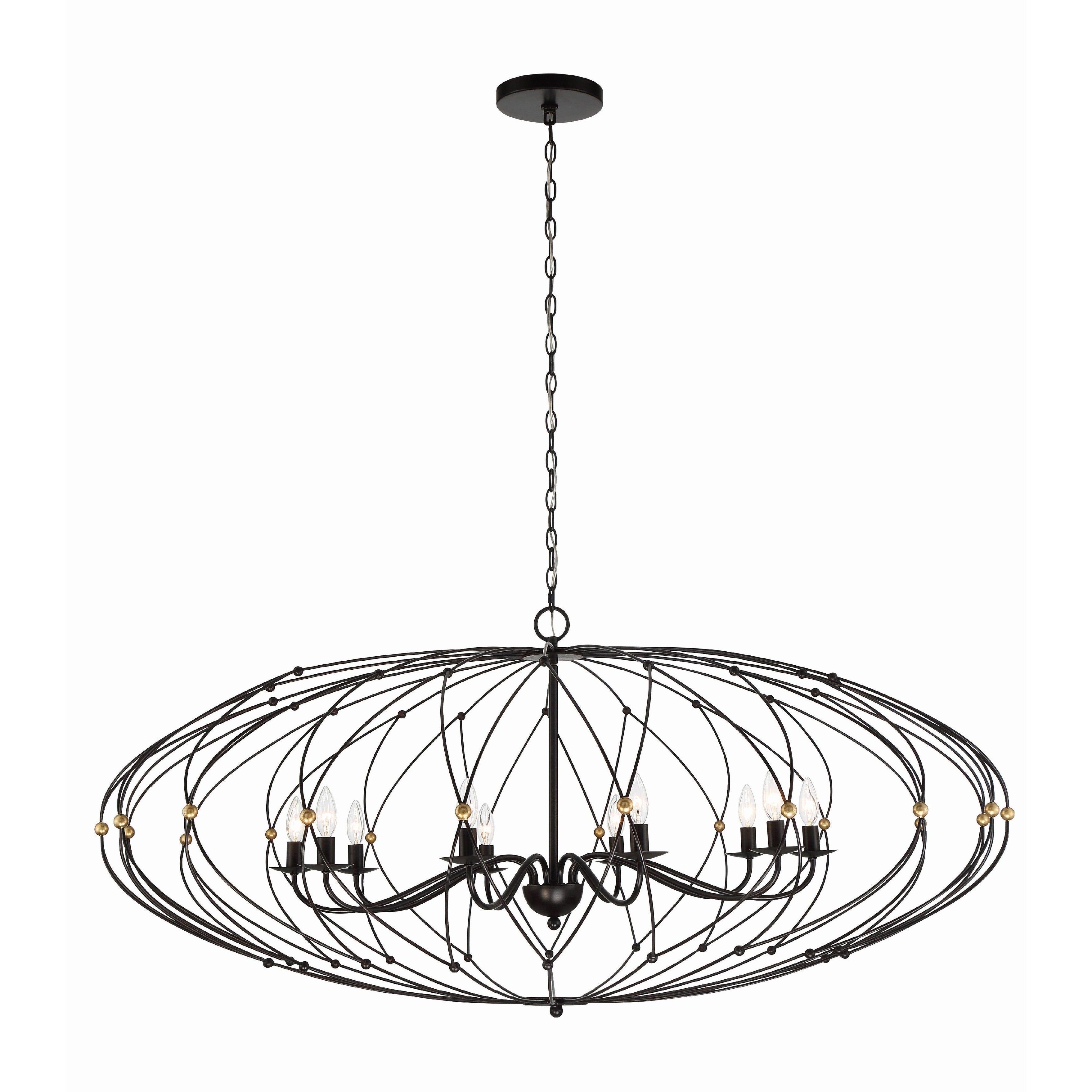 Crystorama Zucca ZUC-A9039-EB-GA – 58 Inch – 10 Light – Chandelier – English Bronze + Antique Gold – Dry Rated