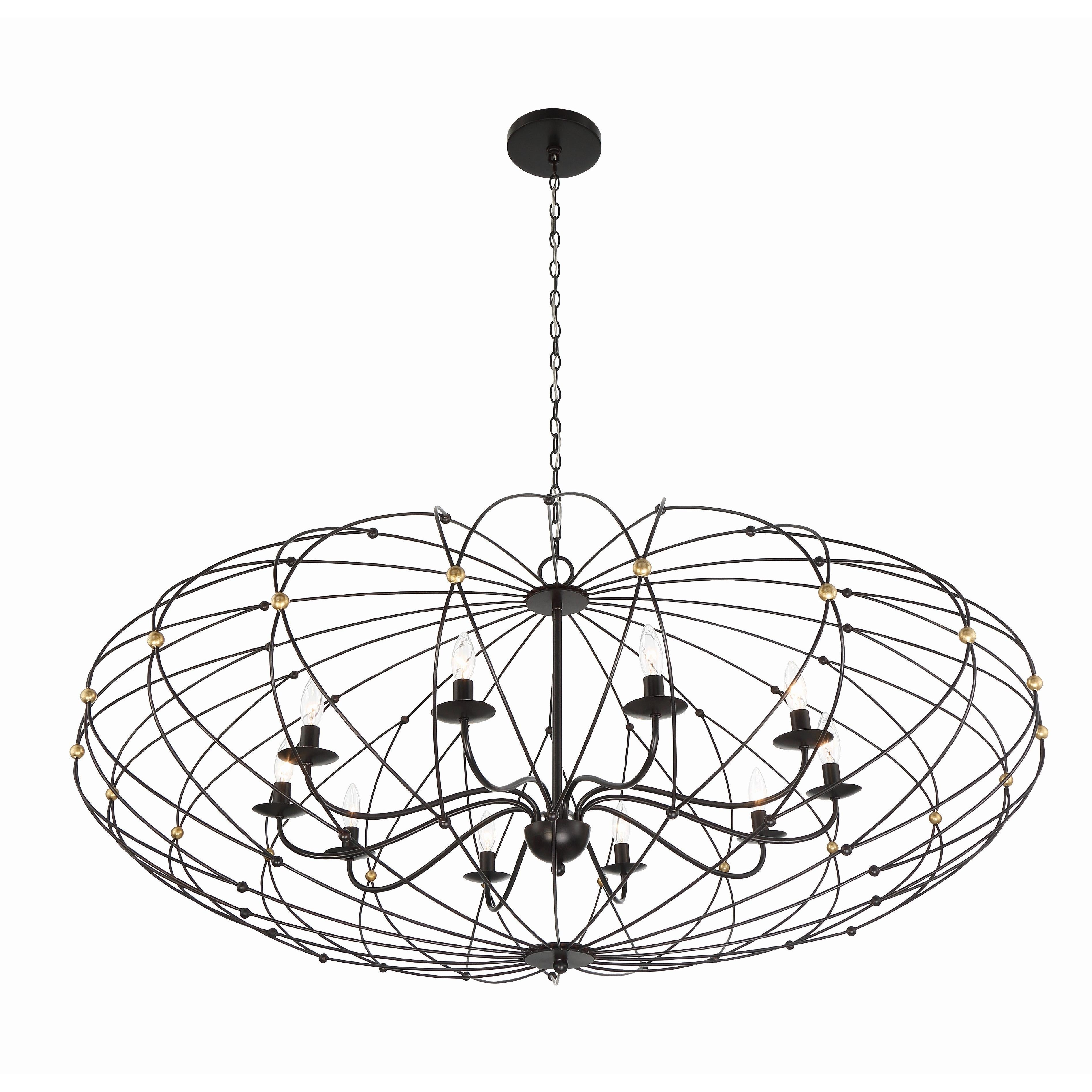 Crystorama Zucca ZUC-A9039-EB-GA – 58 Inch – 10 Light – Chandelier – English Bronze + Antique Gold – Dry Rated