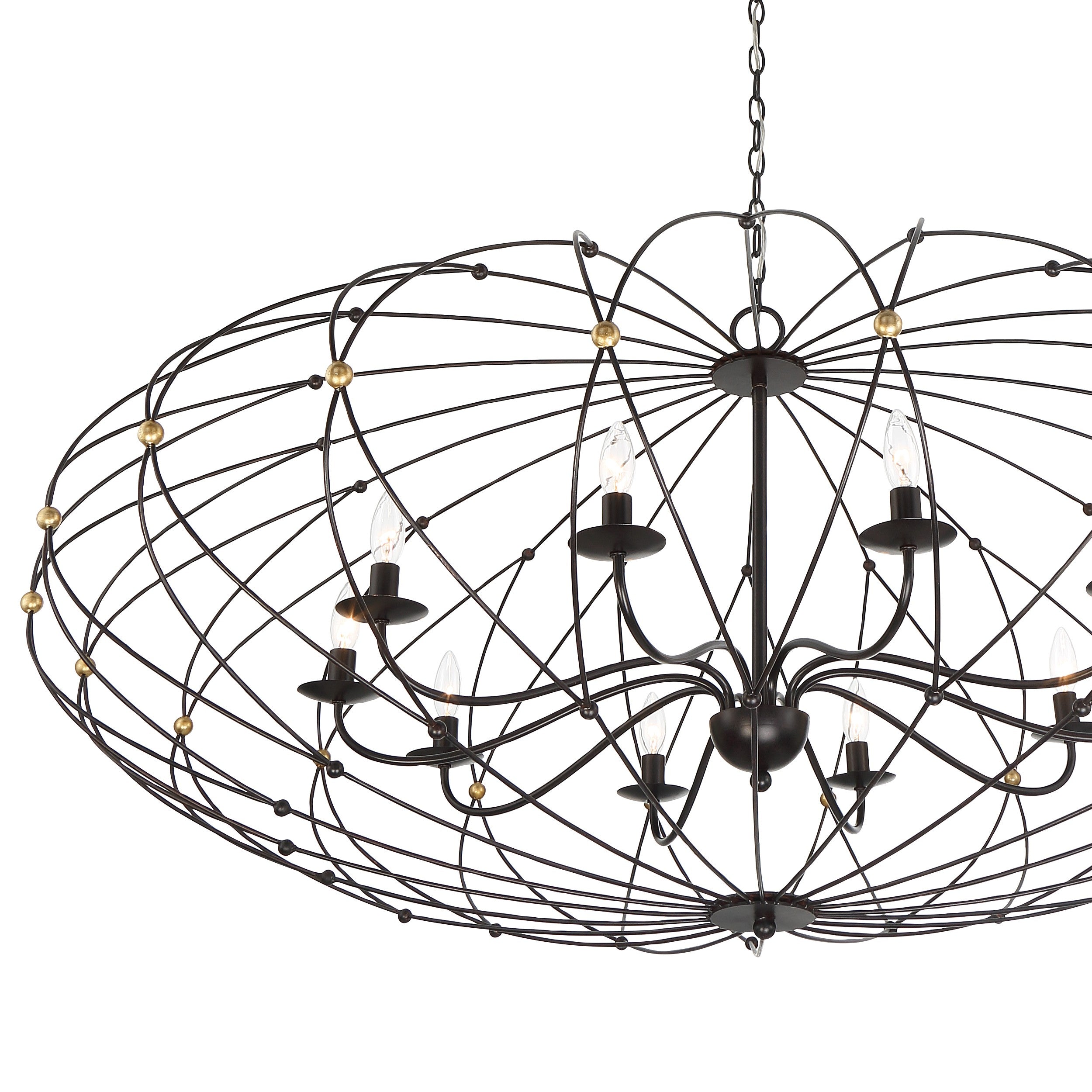 Crystorama Zucca ZUC-A9039-EB-GA – 58 Inch – 10 Light – Chandelier – English Bronze + Antique Gold – Dry Rated