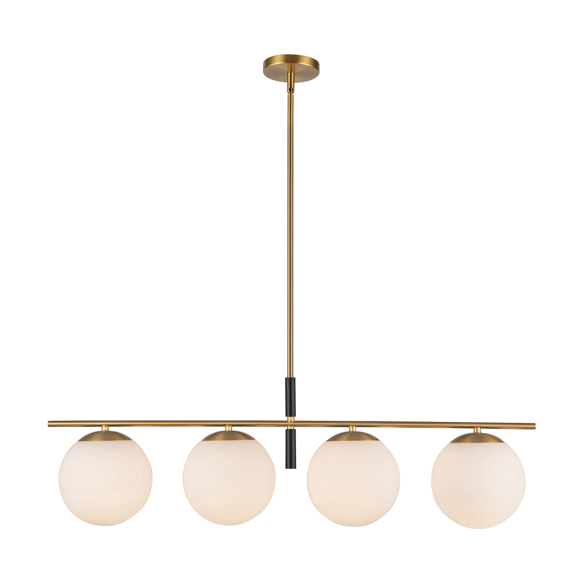 Zuri 37-in Brushed Gold/Opal Glass Socket Linear Pendant