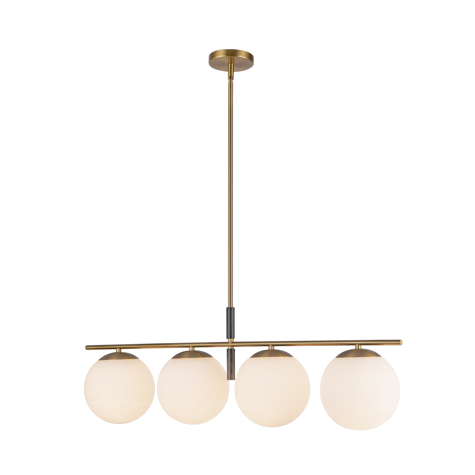 Zuri 37-in Brushed Gold/Opal Glass Socket Linear Pendant