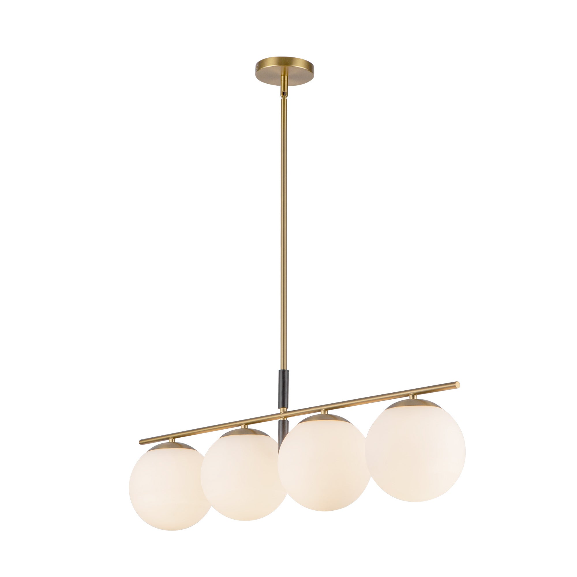Zuri 37-in Brushed Gold/Opal Glass Socket Linear Pendant