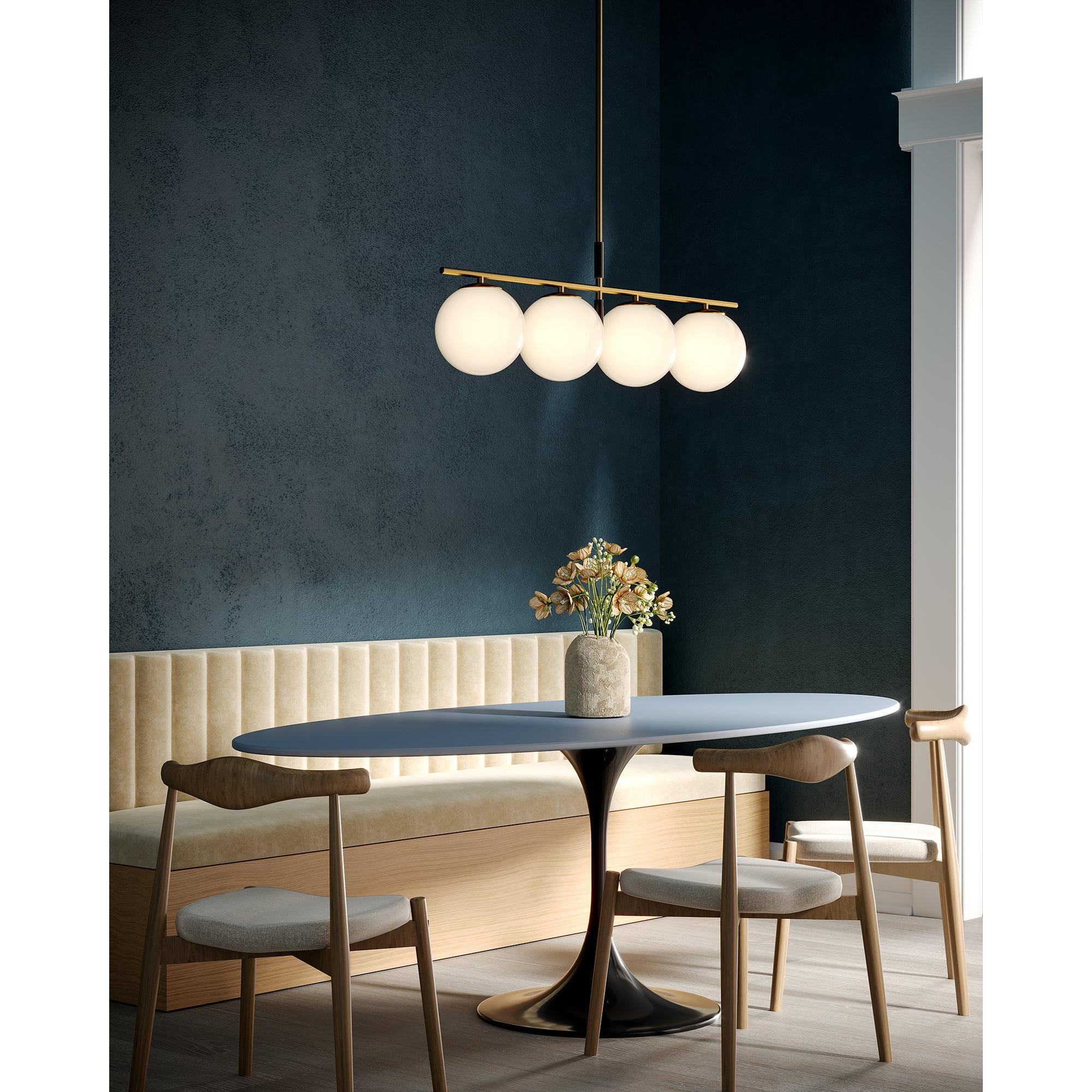 Zuri 37-in Brushed Gold/Opal Glass Socket Linear Pendant