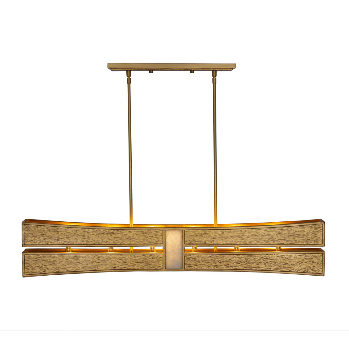Dos 48-in 6 Light (40-watt) Rustic Gold and Brushed Gold Linear Pendant